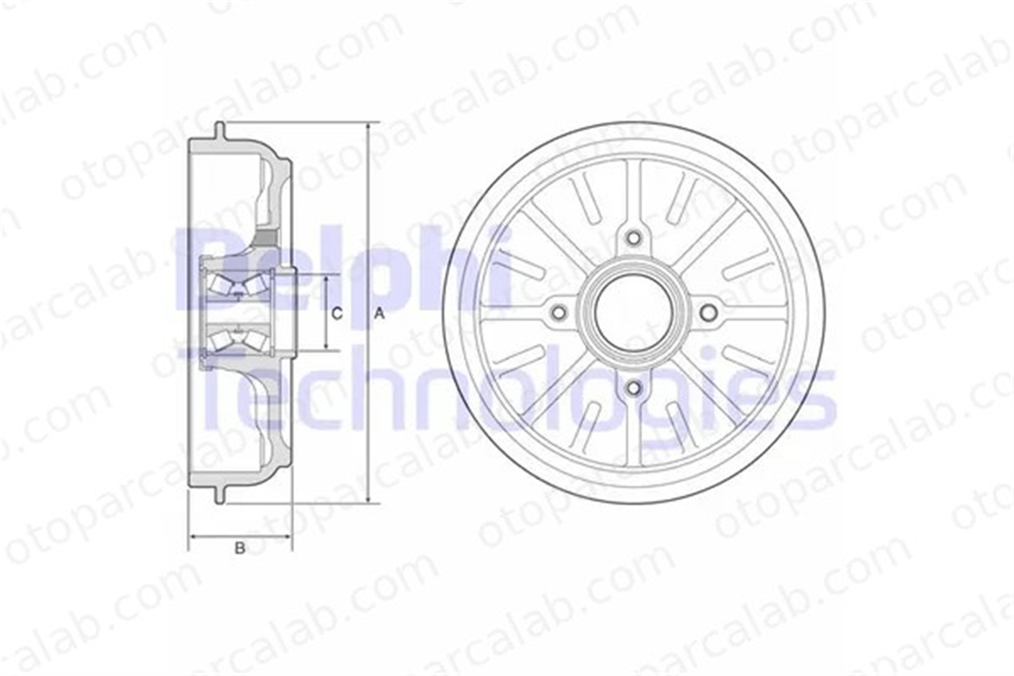 DELPHI BFR576 Kampana Arka Sağ veya Sol PEUGEOT 208 I CITROËN C3 III 424750