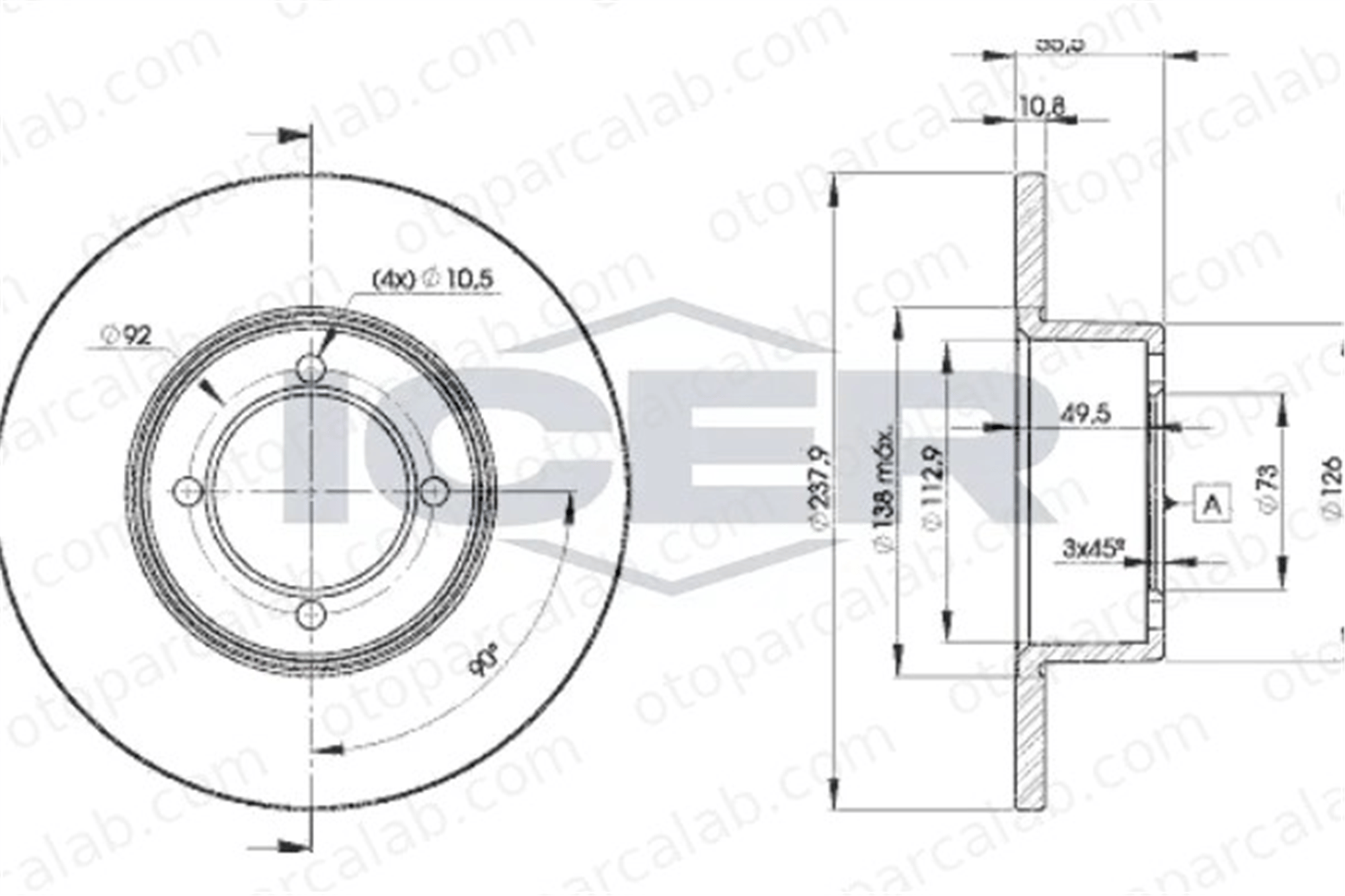 DELPHI BG2148 Fren Disk Ayna Ön Sağ ve Sol OPEL KADETT B KADETT B Coupe 569013 90008005