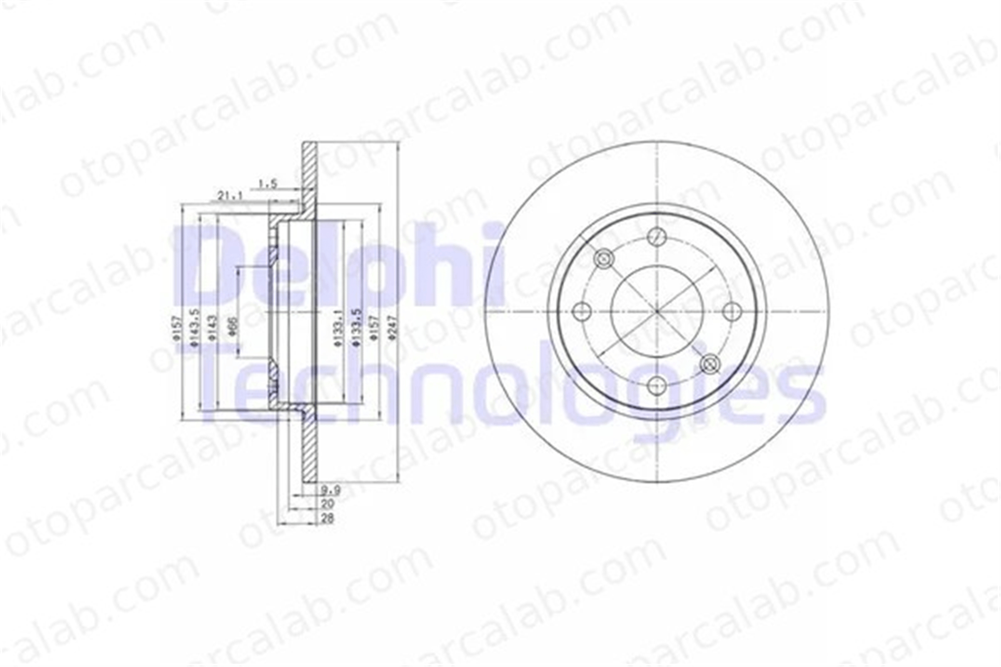 DELPHI BG2213 Fren Disk Ayna Ön Sağ ve Sol PEUGEOT 205 II CITROËN SAXO 424689 4246A5