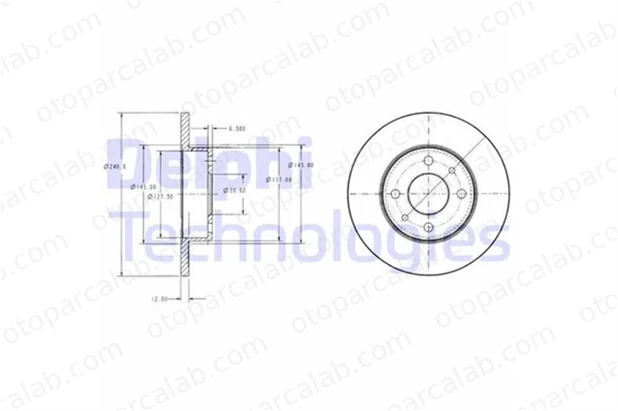 DELPHI BG2313 Fren Disk Ayna Ön Sağ ve Sol FIAT FIORINO Kasa/büyük limuzin PANDA 5961814 71738423