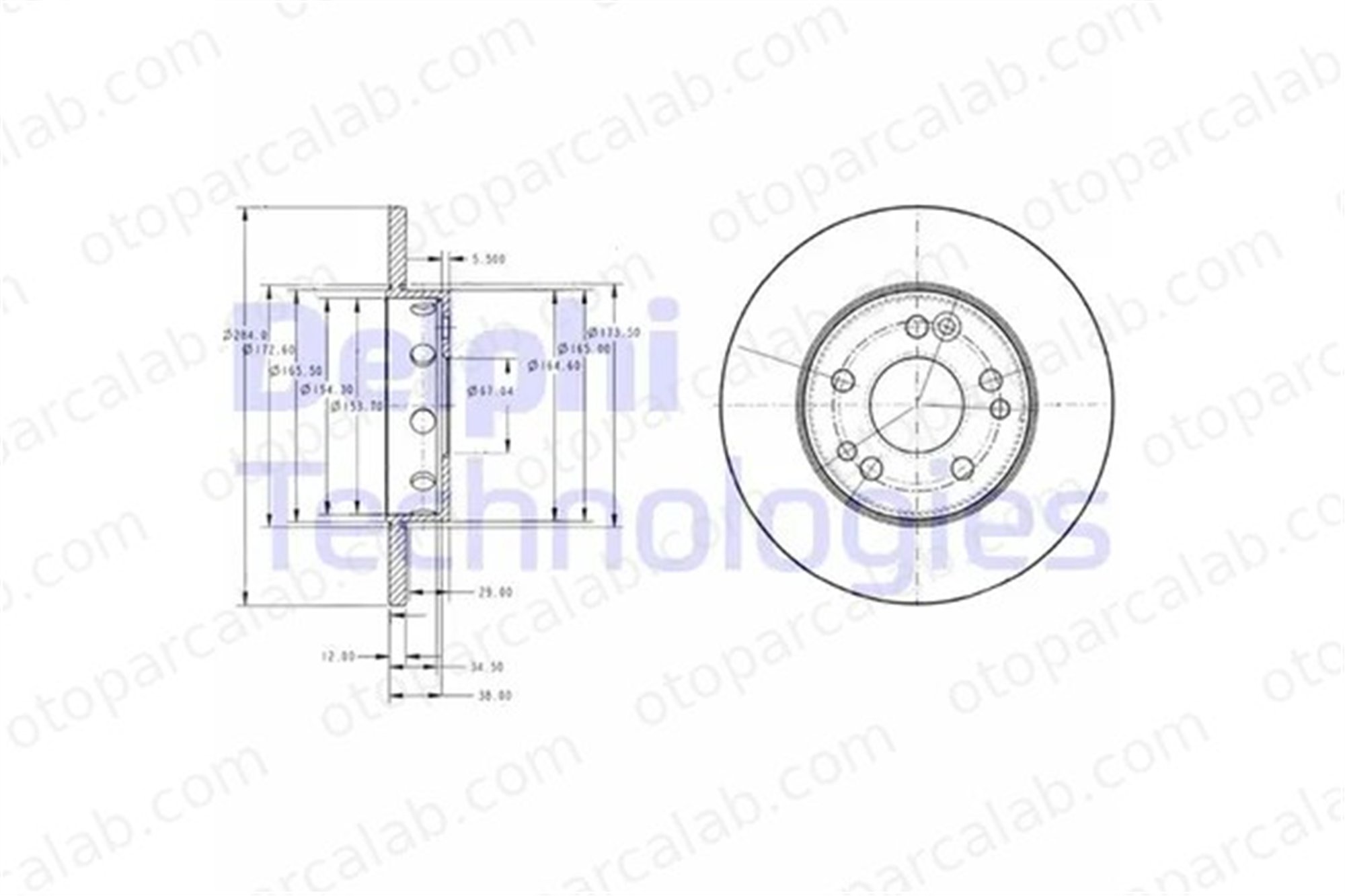 DELPHI BG2314 Fren Disk Ayna Ön Sağ ve Sol MERCEDES-BENZ 124 Sedan 124 T-Model 1244211212 1244211312