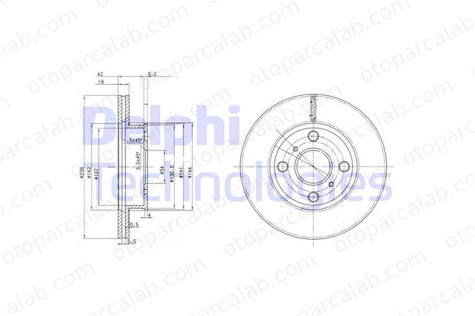 DELPHI BG2424 Fren Disk Ayna Ön Sağ ve Sol TOYOTA COROLLA COROLLA Liftback 4351212330 4351212290