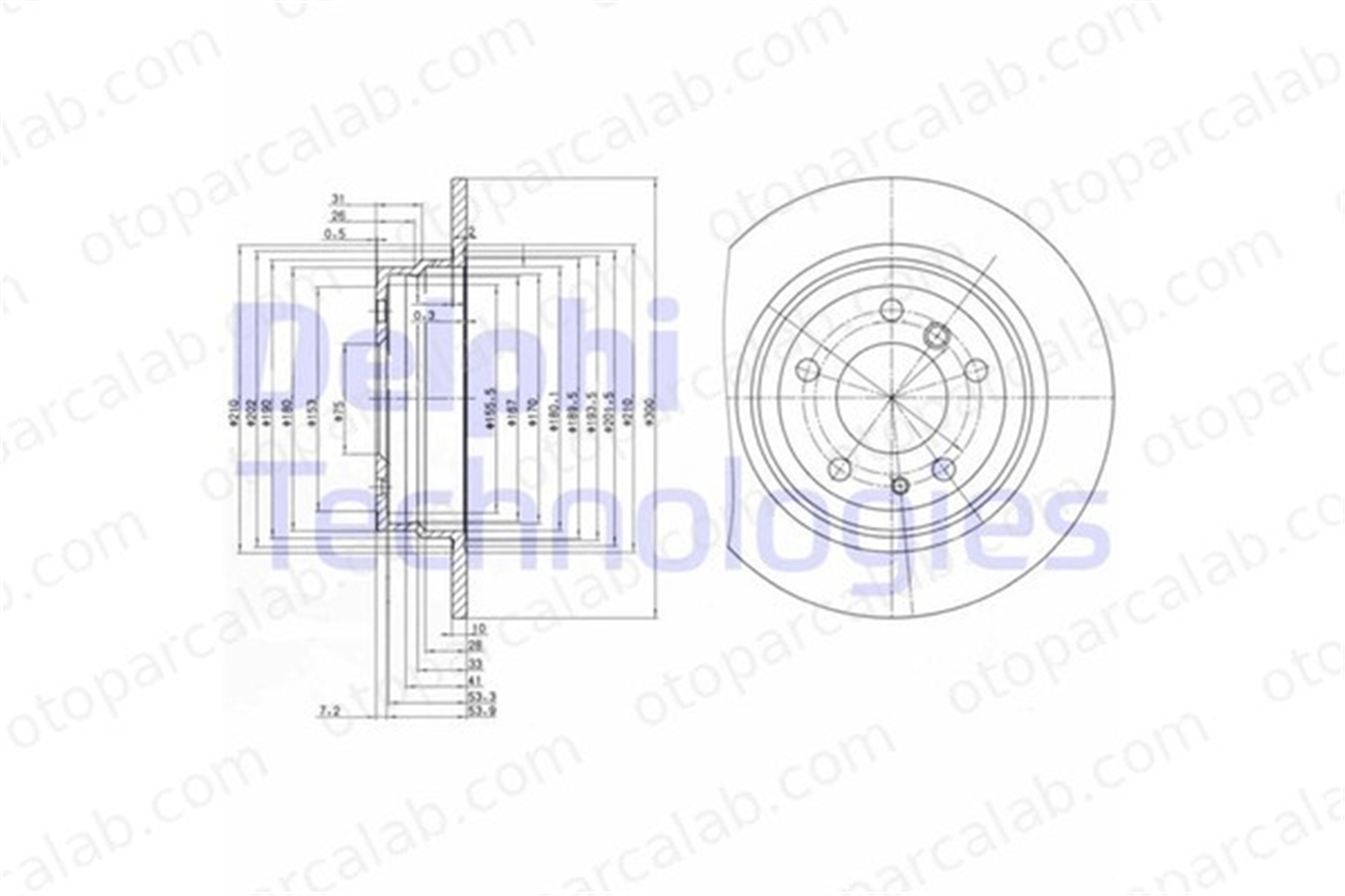 DELPHI BG2431 Fren Disk Ayna Arka Sağ ve Sol BMW 5 5 Touring 34211156668 34211162305