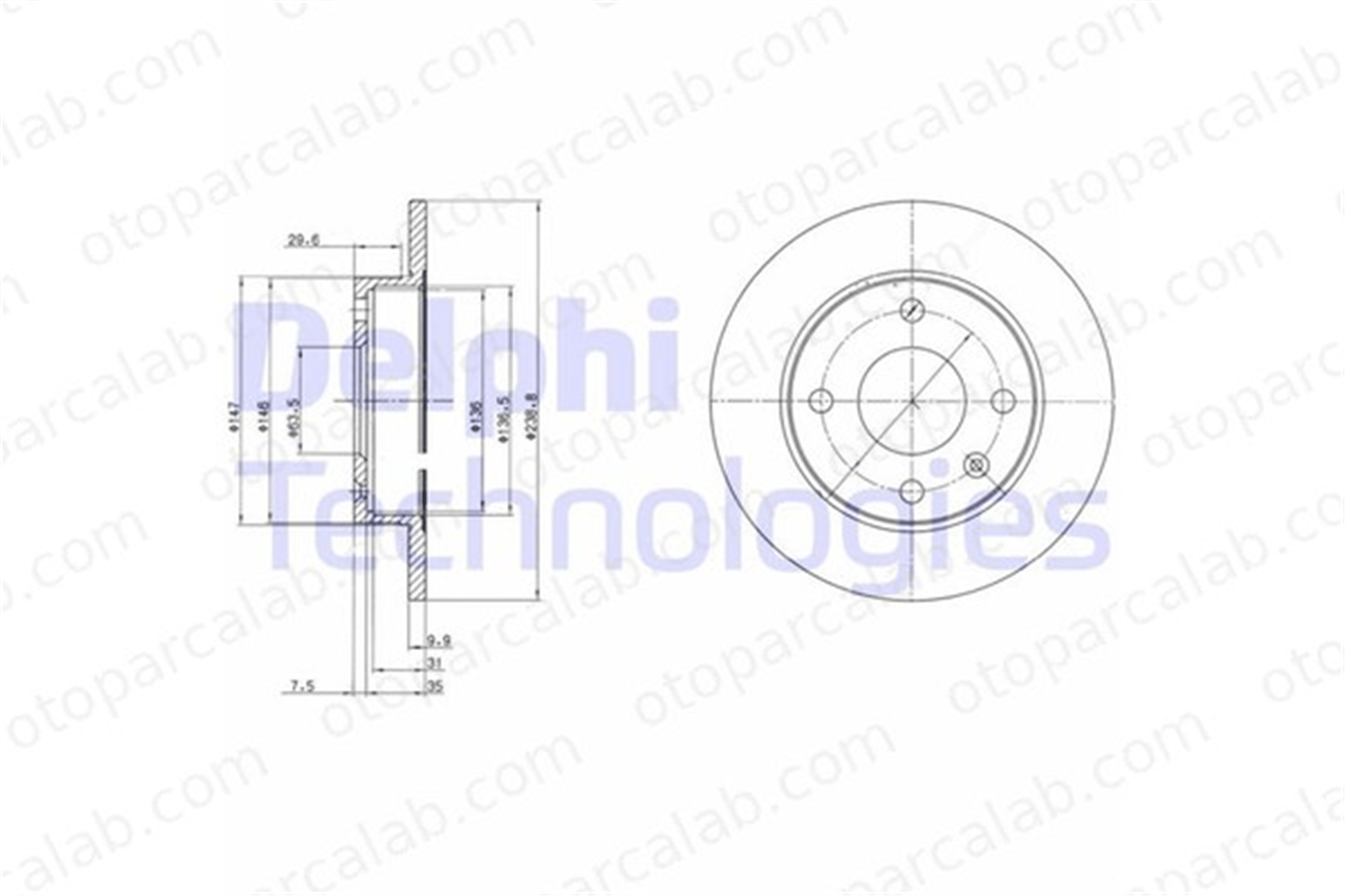 DELPHI BG2439 Fren Disk Ayna Ön Sağ ve Sol FORD FIESTA III ORION III 89FX1125AE 5022652