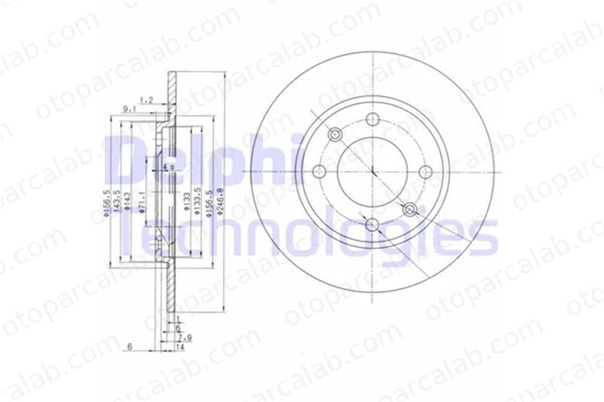 DELPHI BG2445 Fren Disk Ayna Arka Sağ ve Sol PEUGEOT 205 II 309 I 4246H0 424699