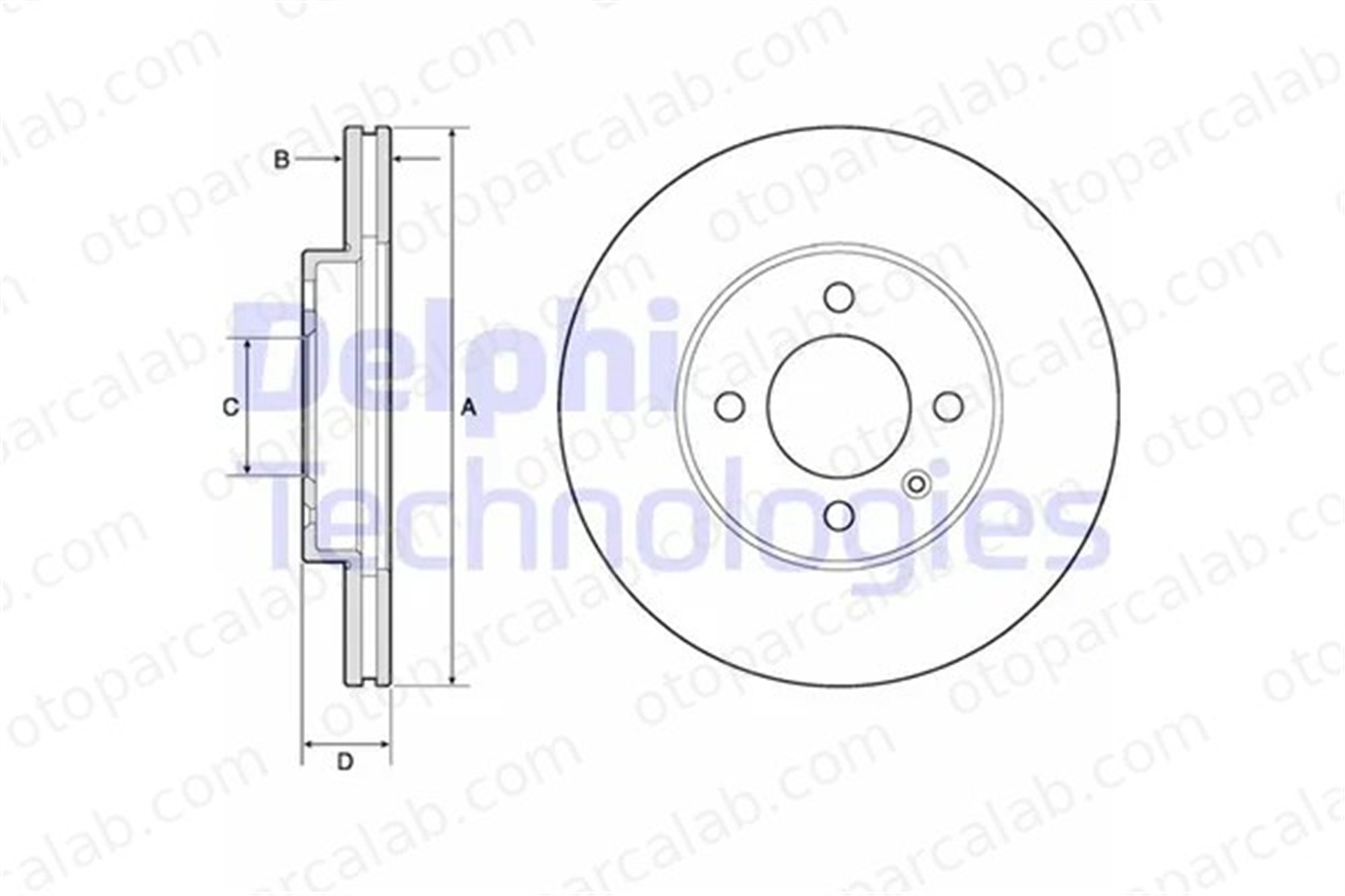 DELPHI BG2455 Fren Disk Ayna Ön Sağ ve Sol VW PASSAT B3/B4 GOLF III 6N0615301D 321615301D