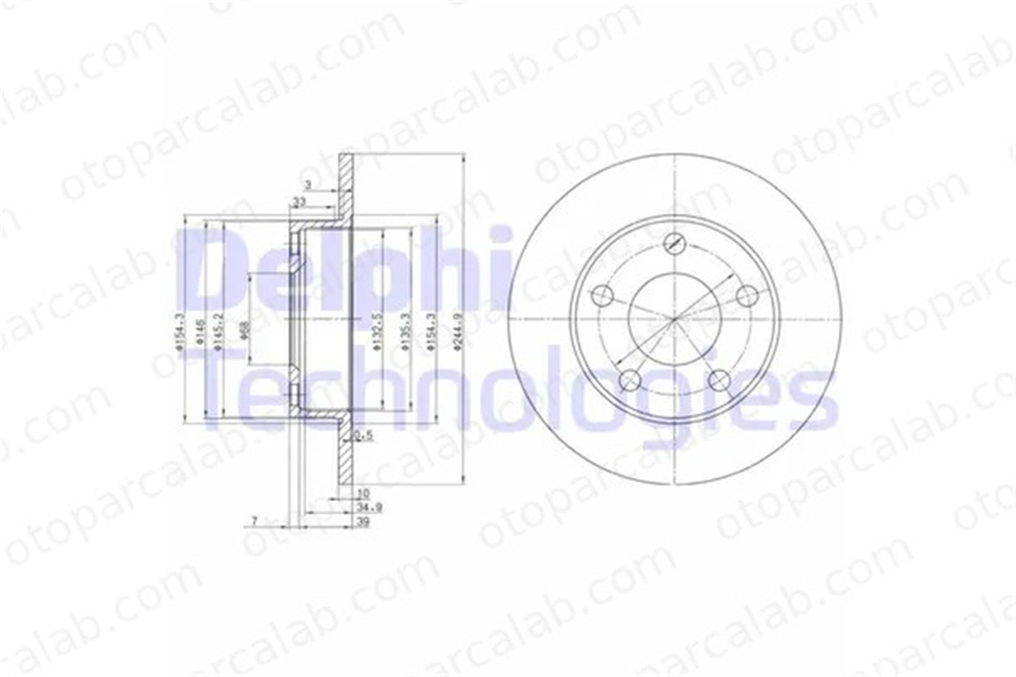 DELPHI BG2520 Fren Disk Ayna Arka Sağ ve Sol AUDI 100 C3 Sedan 100 C3 Avant 443615601B 4D0615601A