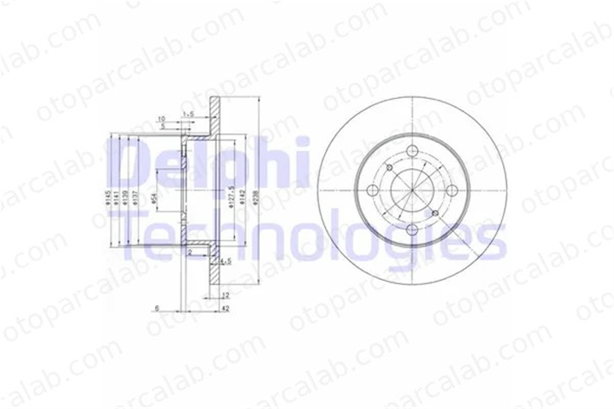 DELPHI BG2597 Fren Disk Ayna Ön Sağ ve Sol TOYOTA COROLLA COROLLA Compact 4351212230 4351212240