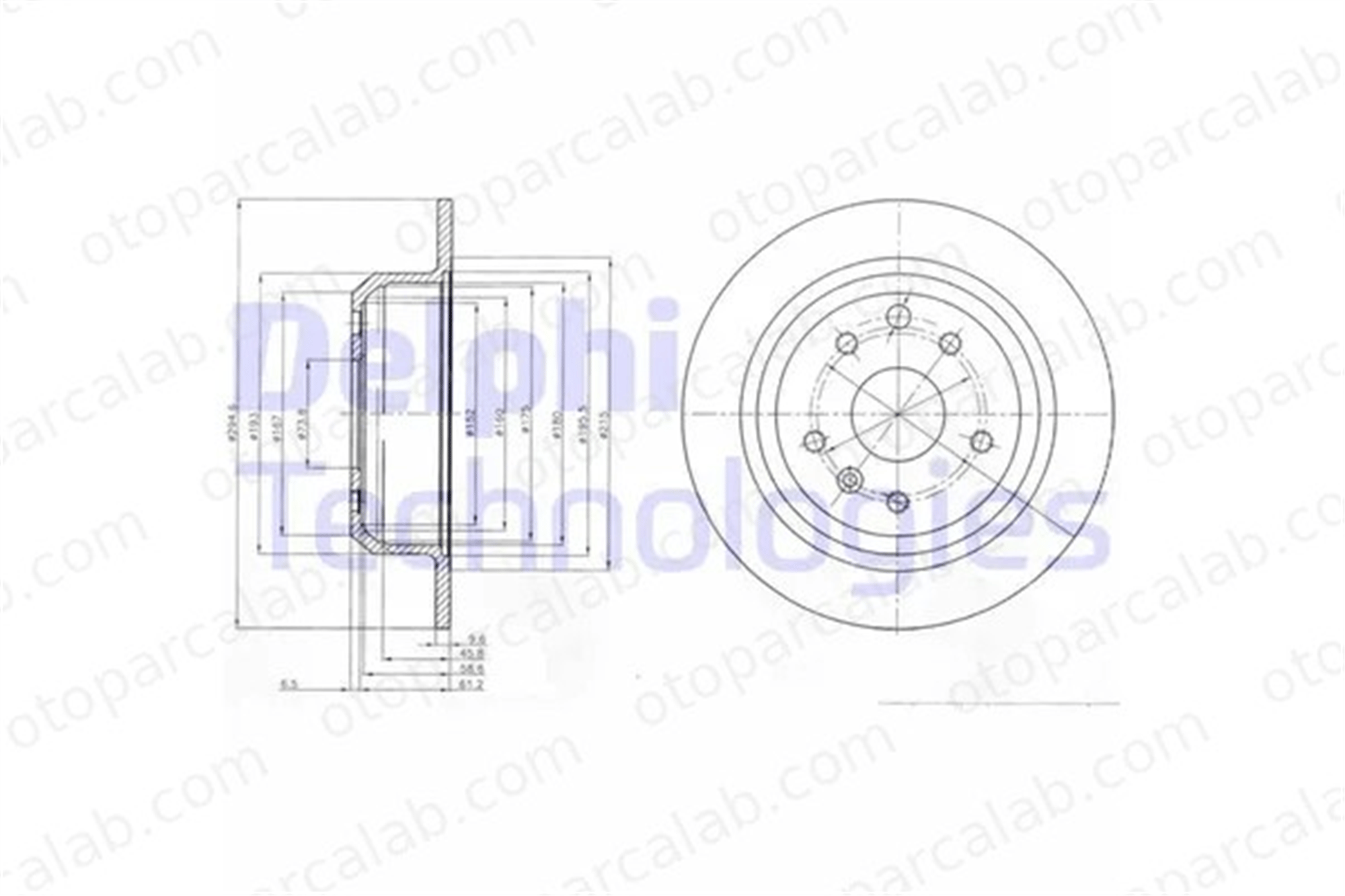 DELPHI BG2614 Fren Disk Ayna Arka Sağ ve Sol JAGUAR XJ DAIMLER DAIMLER XJ 93190773 5815065