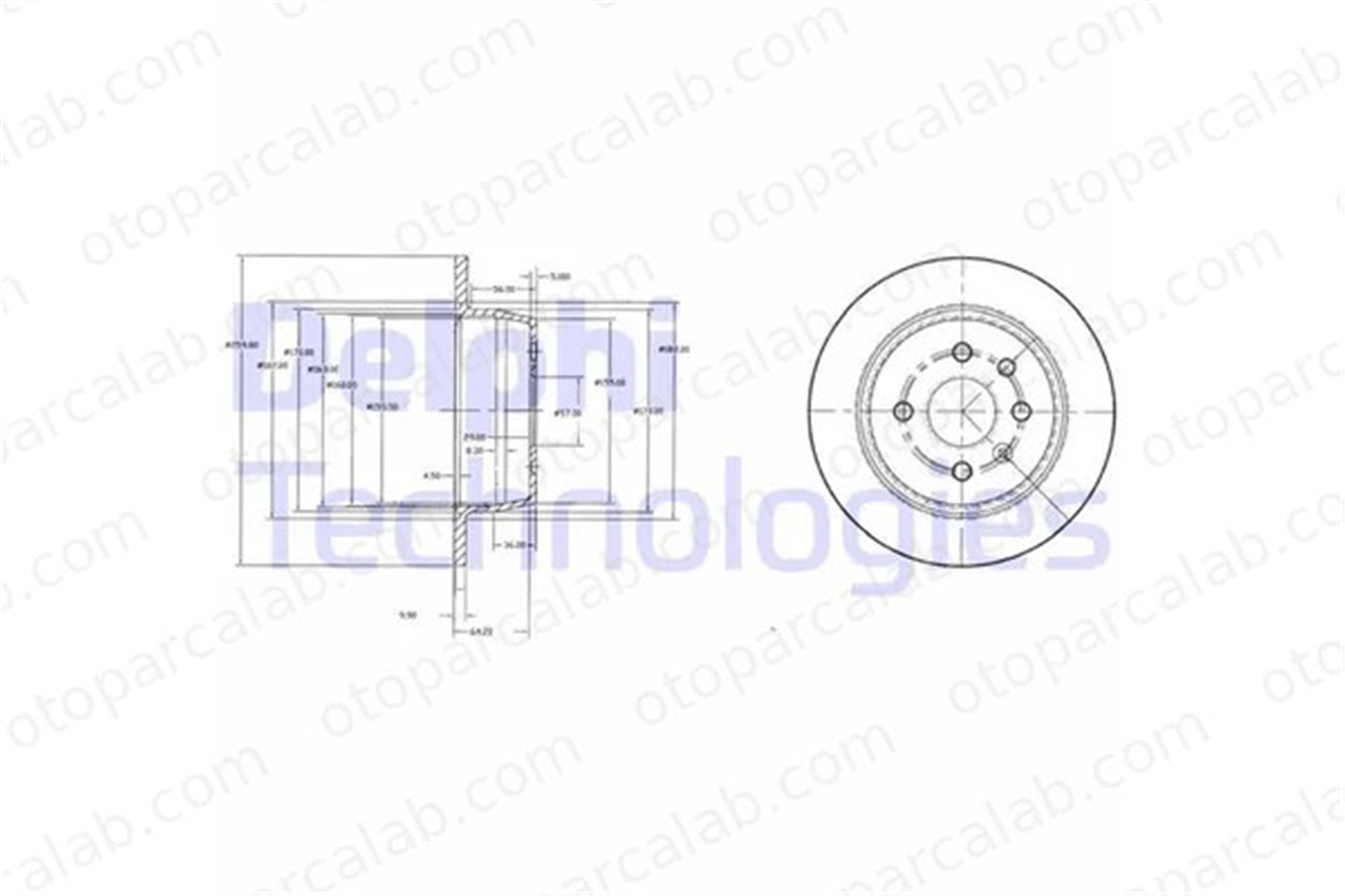 DELPHI BG2635 Fren Disk Ayna Arka Sağ ve Sol OPEL ASTRA F Station wagon ASTRA F 569119 569206