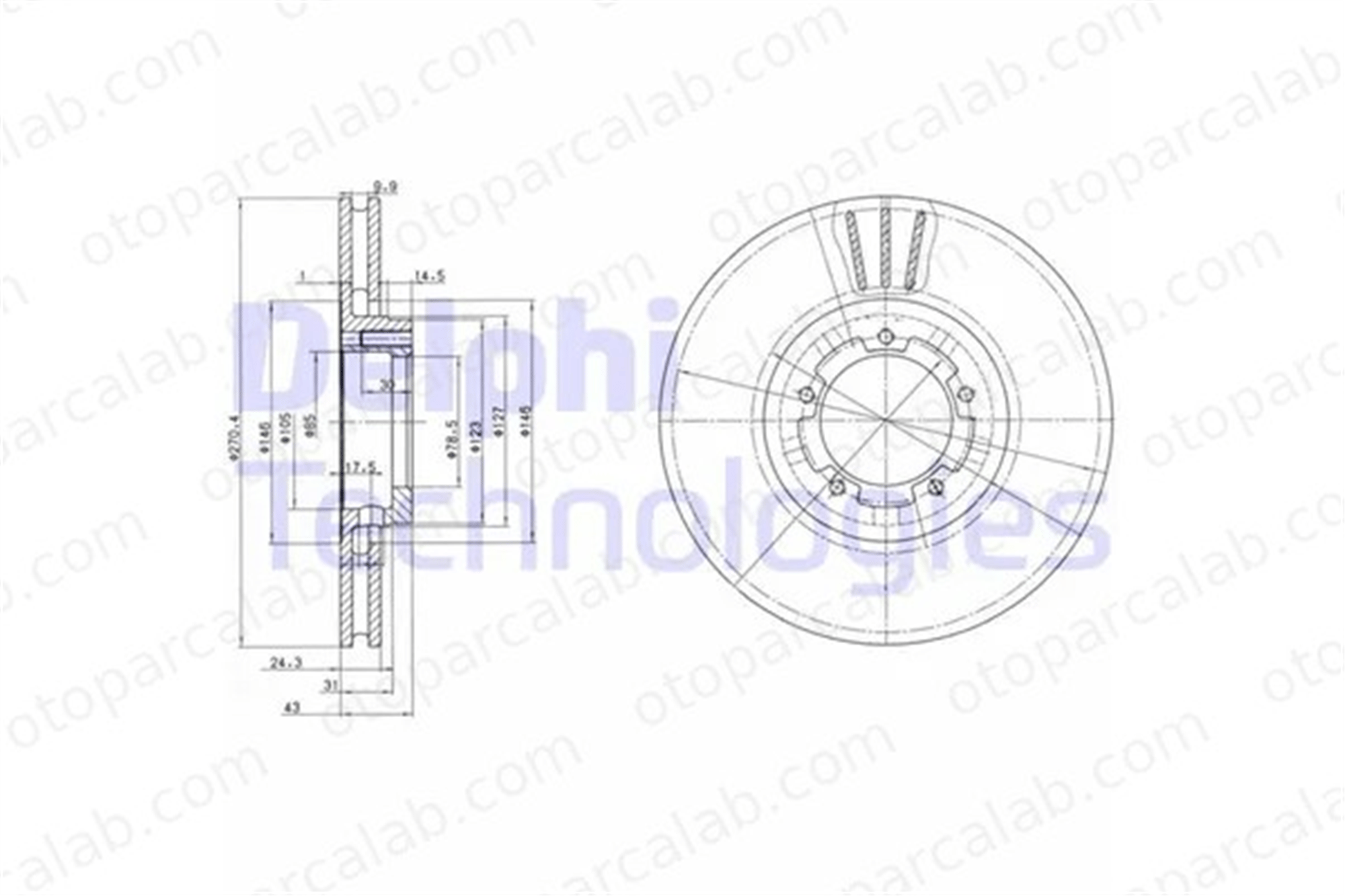 DELPHI BG2663 Fren Disk Ayna Ön Sağ ve Sol FORD TRANSIT Platform şasi TRANSIT Panelvan/Van 5025611