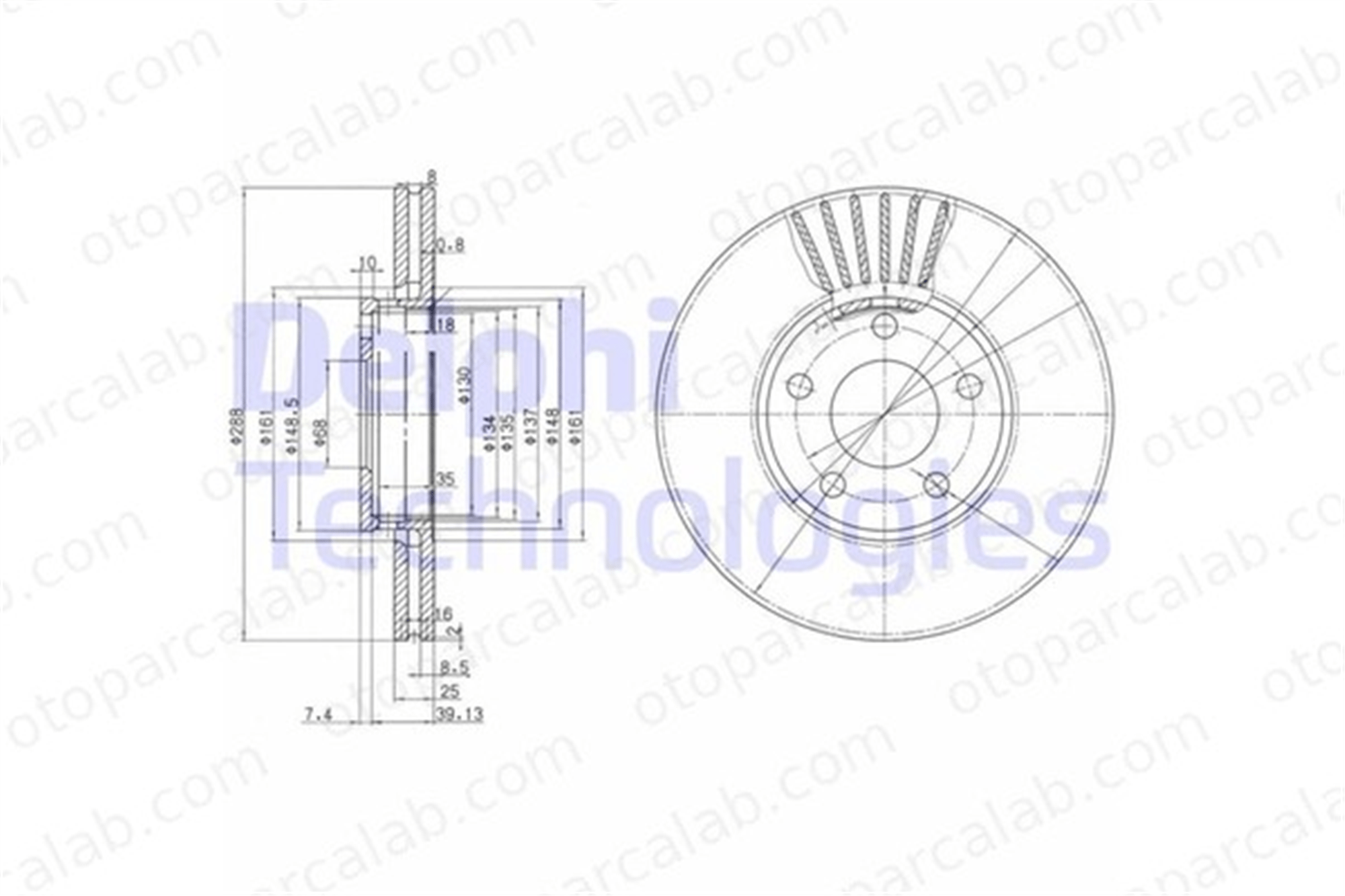DELPHI BG2745 Fren Disk Ayna Ön Sağ ve Sol AUDI A6 C5 Avant A6 C5 8E0615301Q 4A0615301C