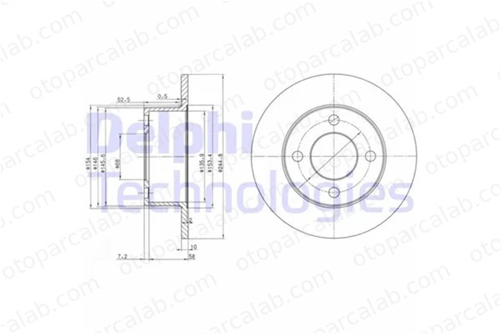 DELPHI BG2747 Fren Disk Ayna Arka Sağ ve Sol AUDI 100 C3 Sedan 100 C3 Avant 443615601E