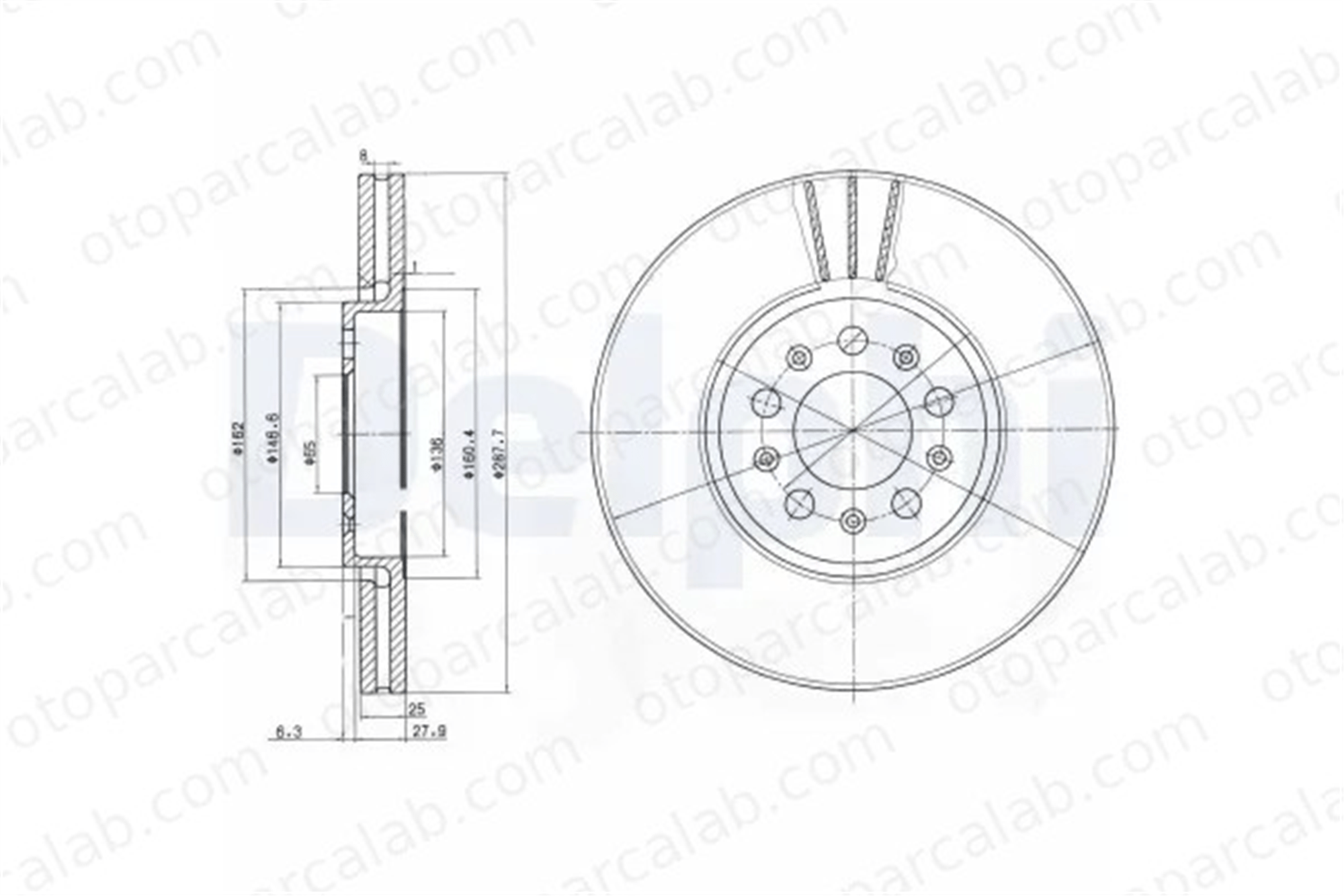 DELPHI BG3035 Fren Disk Ayna Ön Sağ ve Sol VW POLO V SKODA RAPID 6R0615301A 1J0615301C