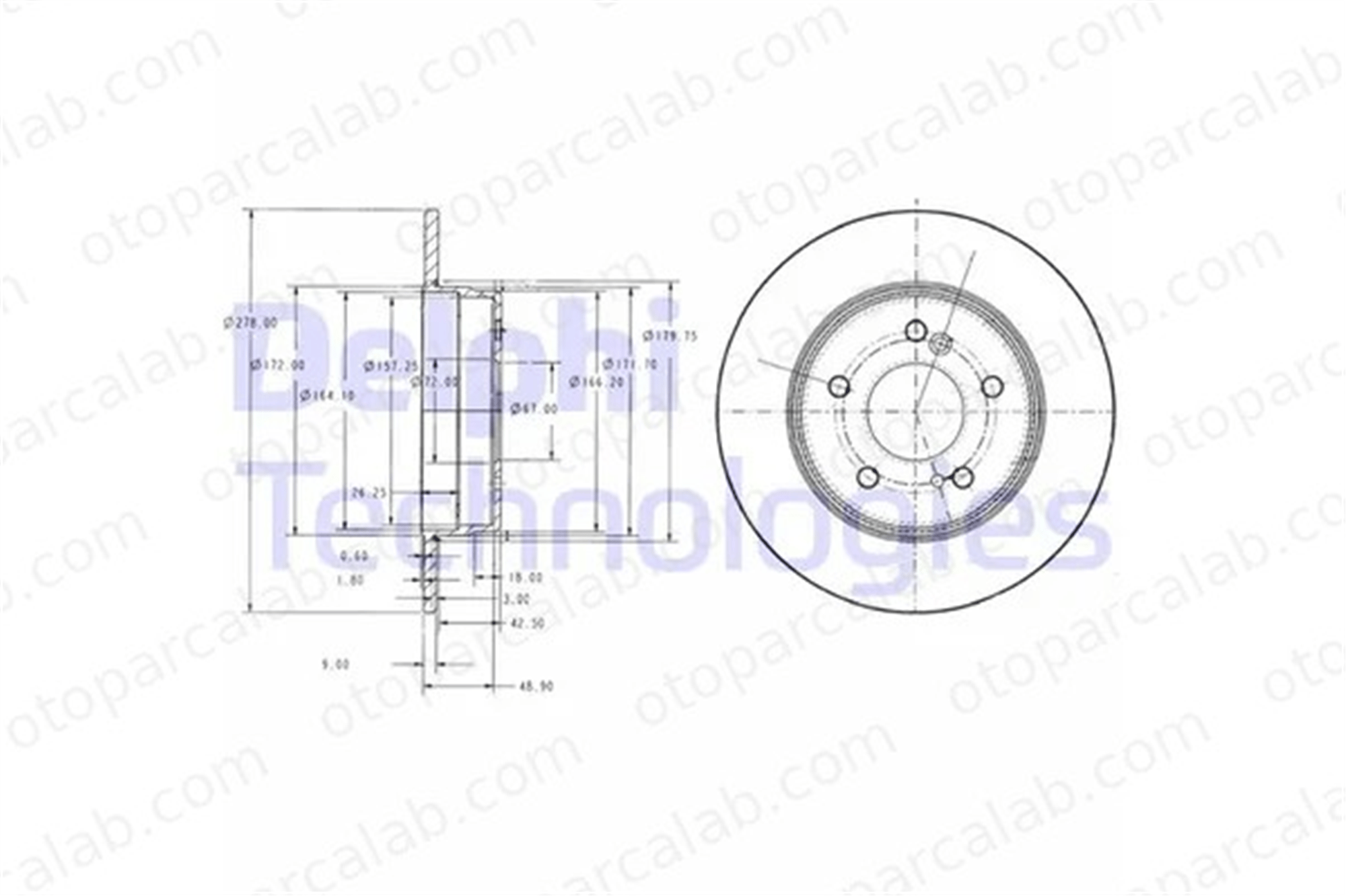 DELPHI BG3326C Fren Disk Ayna Arka Sağ ve Sol MERCEDES-BENZ 124 T-Model C-SERISI T-Model A2034230112 5098065AA