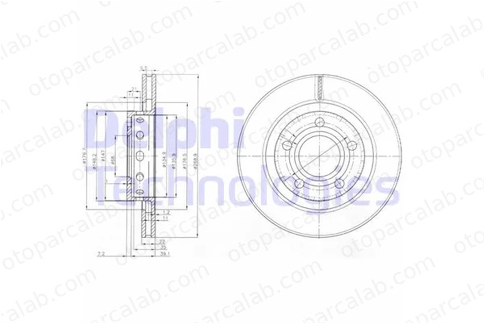 DELPHI BG3525 Fren Disk Ayna Arka Sağ ve Sol AUDI A8 D2 100 C4 Avant 4D0615601B 857615601