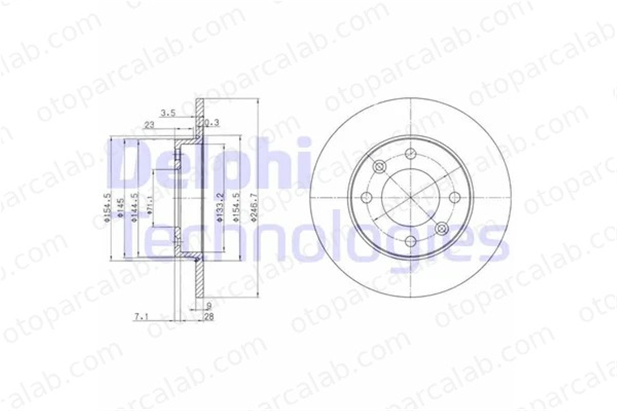 DELPHI BG3653 Fren Disk Ayna Arka Sağ ve Sol CITROËN C4 I BERLINGO / BERLINGO FIRST Kasa/büyük limuzin 1618861980 4246W9