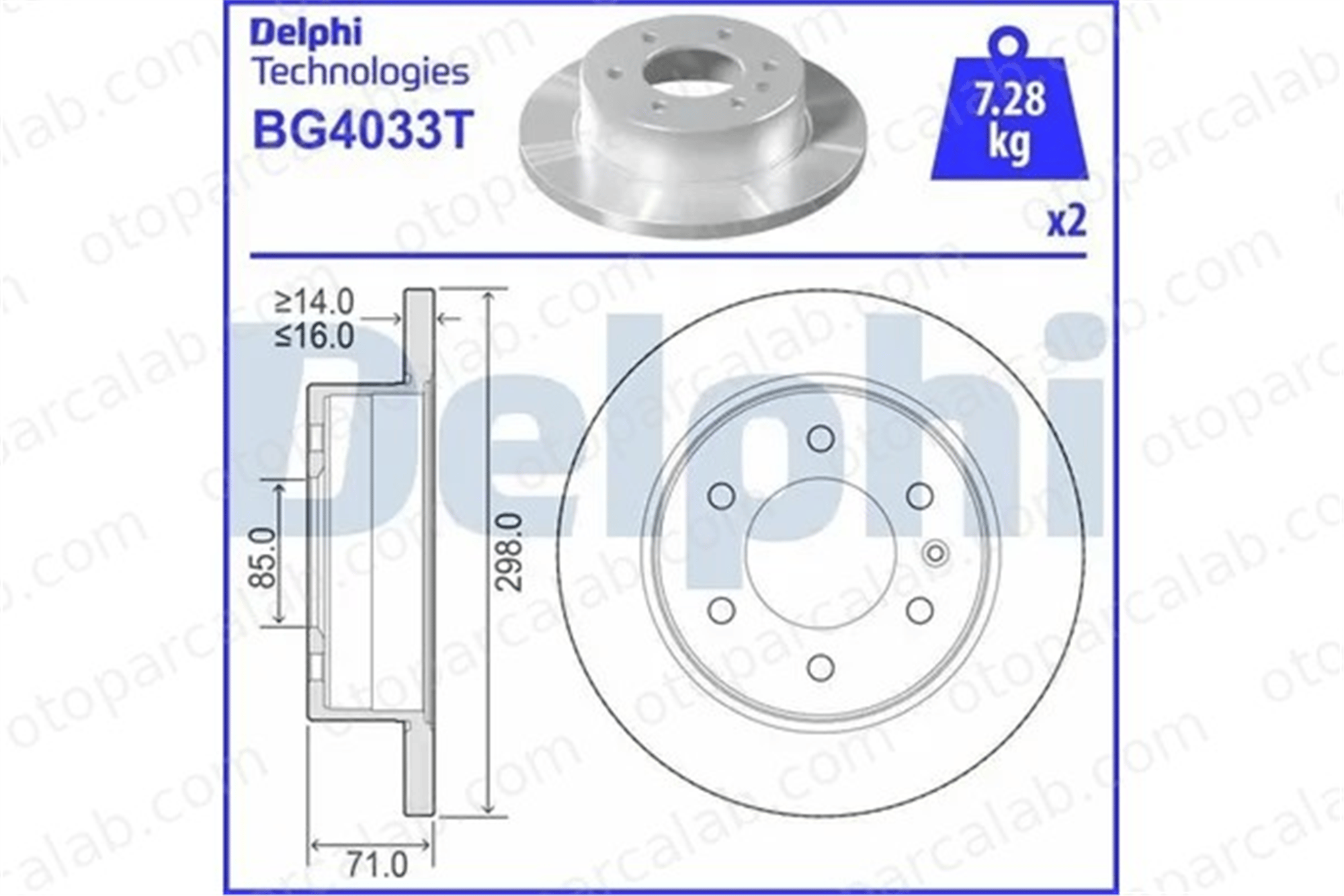 DELPHI BG4033T Fren Disk Ayna Arka Sağ ve Sol MERCEDES-BENZ SPRINTER 3,5-t Panelvan/Van SPRINTER 3,5-t Platform şasi 2E0615601A 9064230012