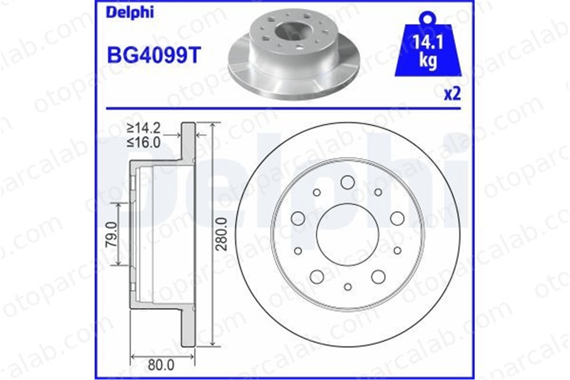 DELPHI BG4099T Fren Disk Ayna Arka Sağ ve Sol FIAT DUCATO Panelvan/Van DUCATO Platform şasi 51856411 51856412
