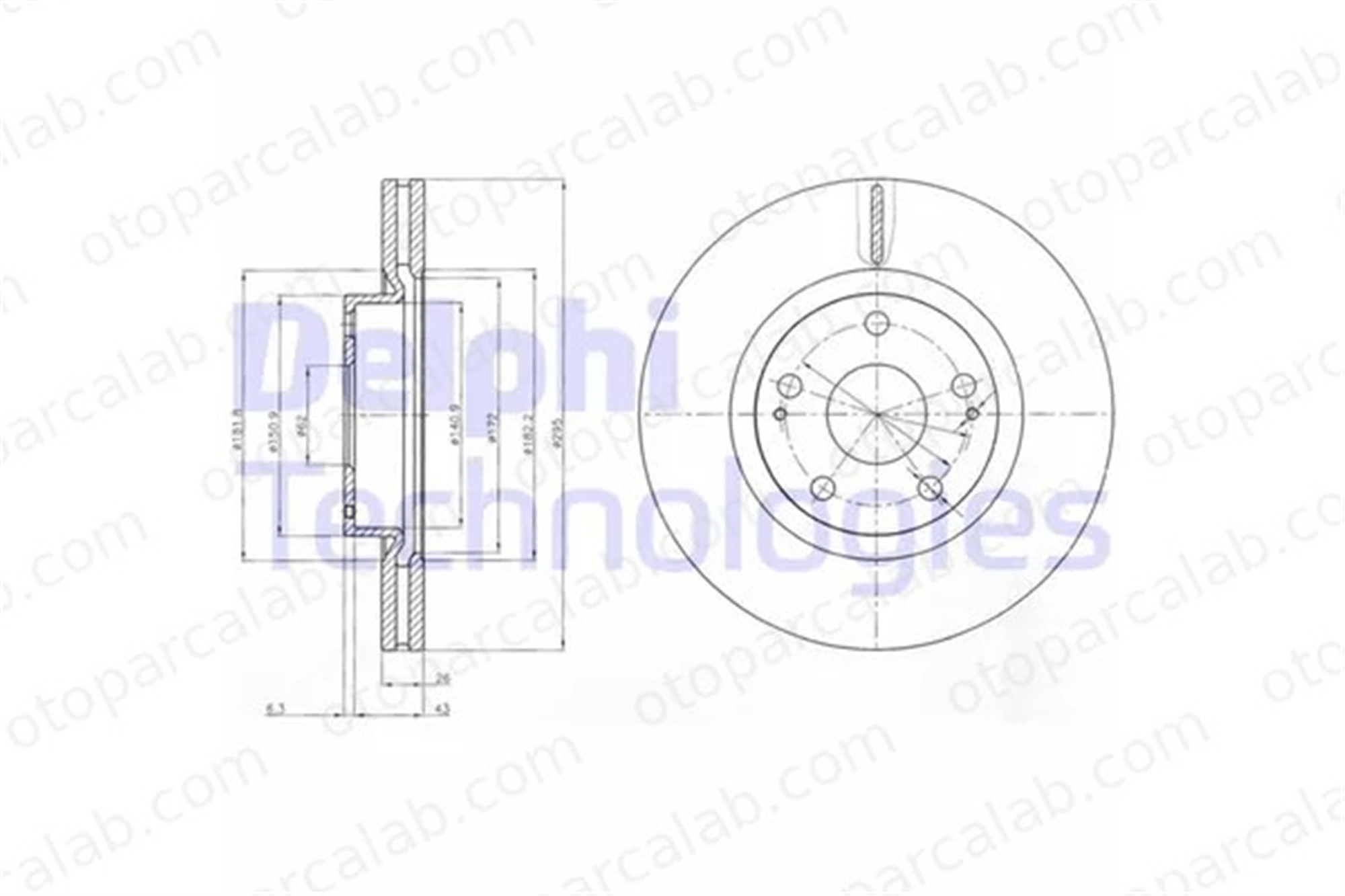 DELPHI BG4113 Fren Disk Ayna Ön Sağ ve Sol TOYOTA COROLLA Verso AURIS 435120F010 4351205080
