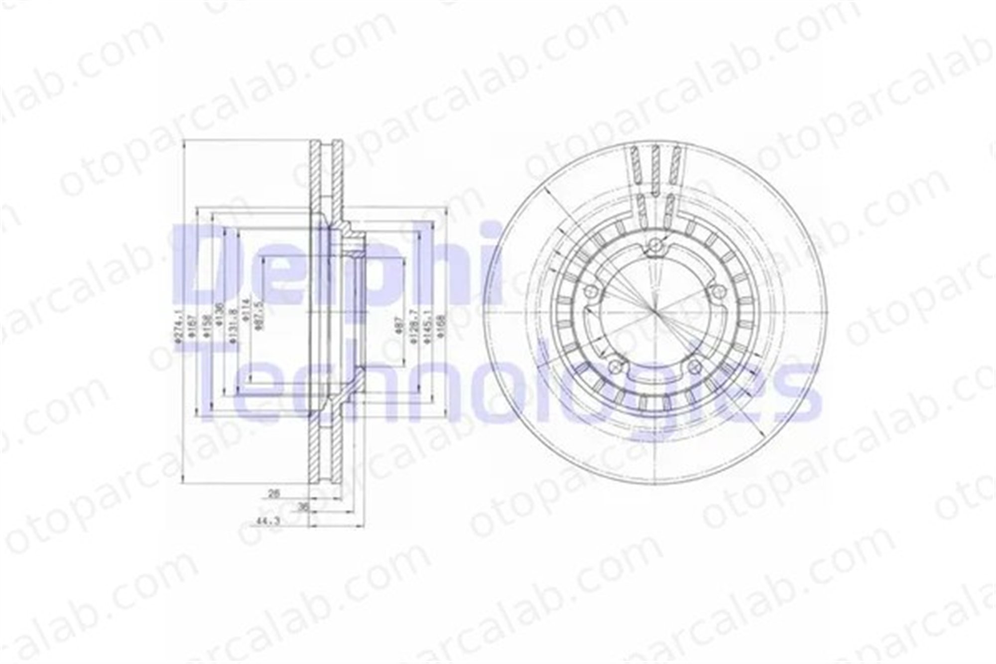 DELPHI BG4134 Fren Disk Ayna Ön Sağ ve Sol HYUNDAI H-1 / STAREX Minibüs/Otobüs H100 Platform şasi 517124F000 581294A200
