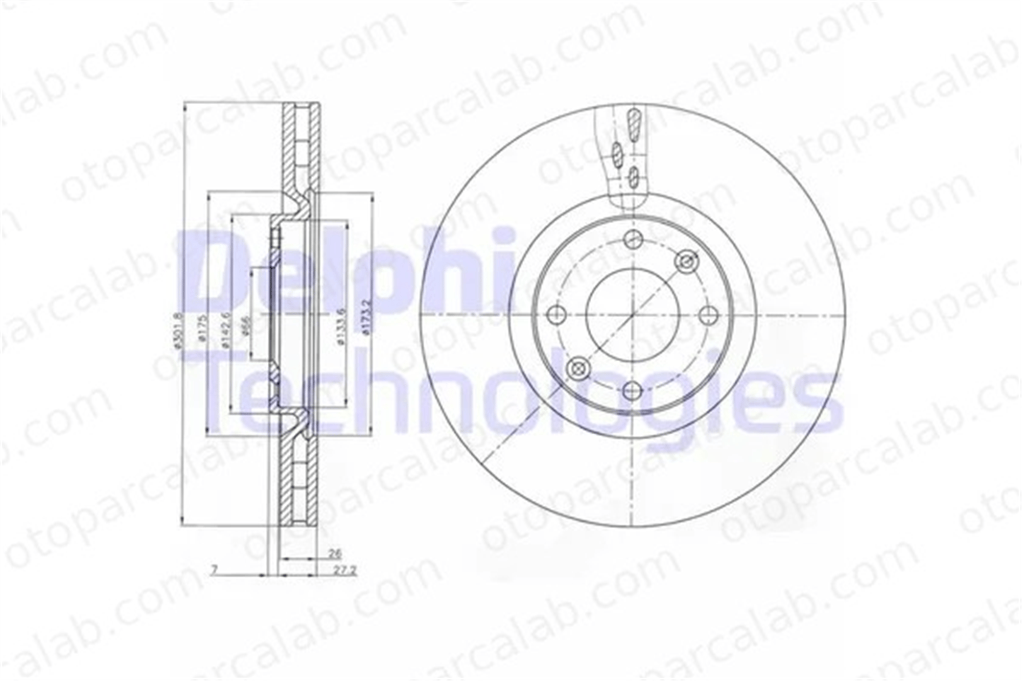 DELPHI BG4166 Fren Disk Ayna Ön Sağ ve Sol PEUGEOT 208 I CITROËN DS5 1611841780 1618864980