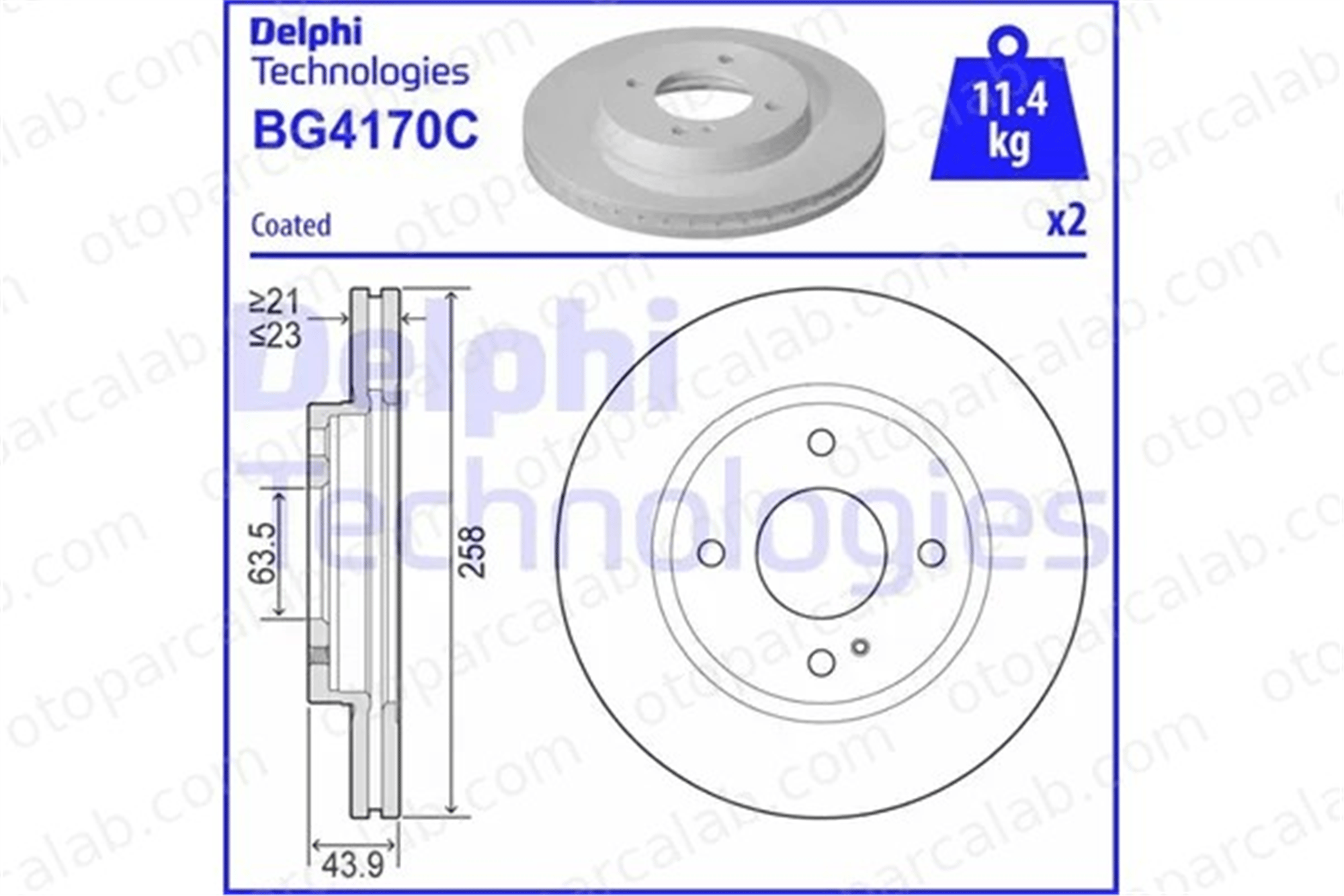 DELPHI BG4170C Fren Disk Ayna Ön Sağ ve Sol FORD FIESTA VI FIESTA VI Van 8V511125AC 1523795
