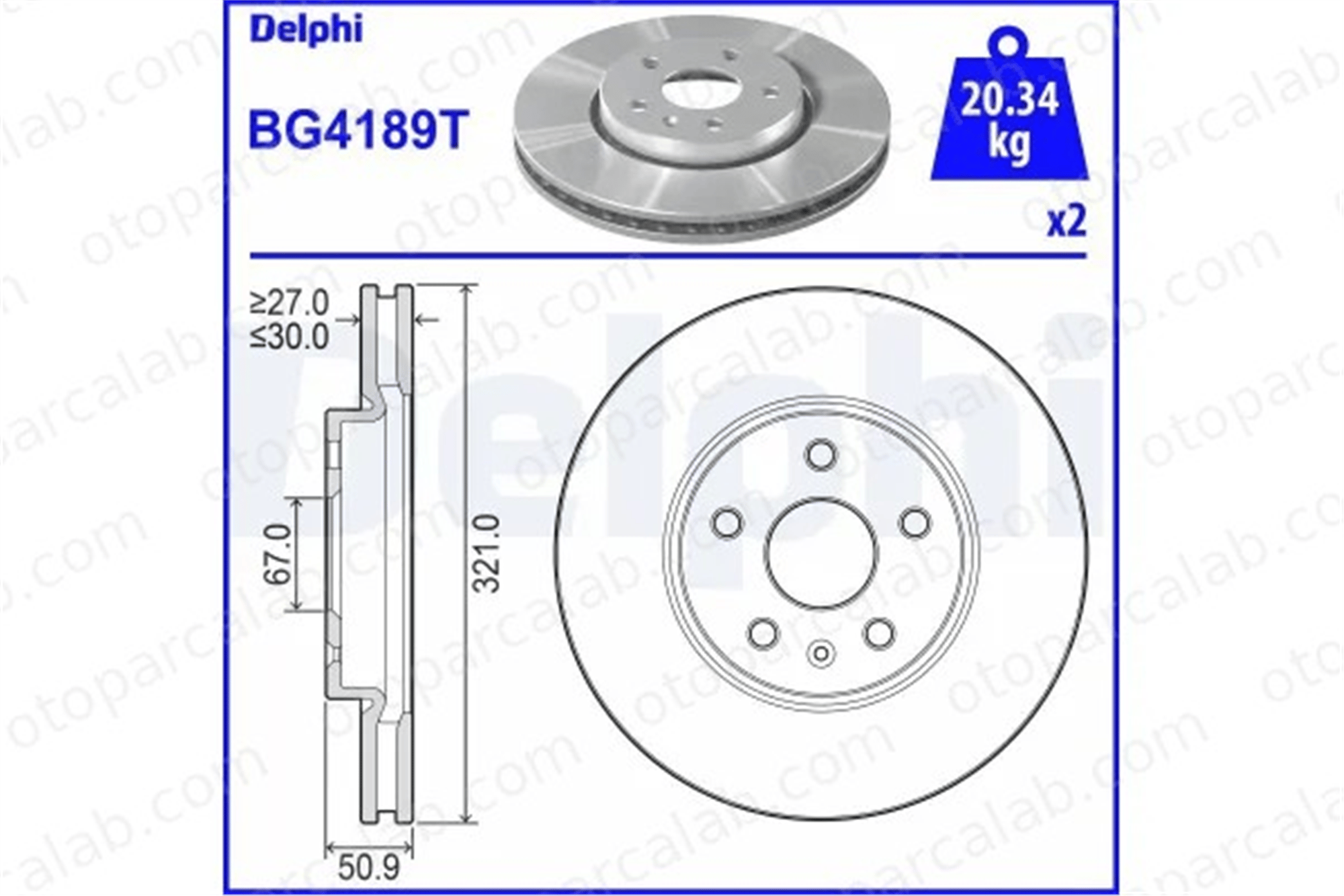DELPHI BG4189T Fren Disk Ayna Ön Sağ ve Sol OPEL INSIGNIA A INSIGNIA A Sports Tourer 569064 569083