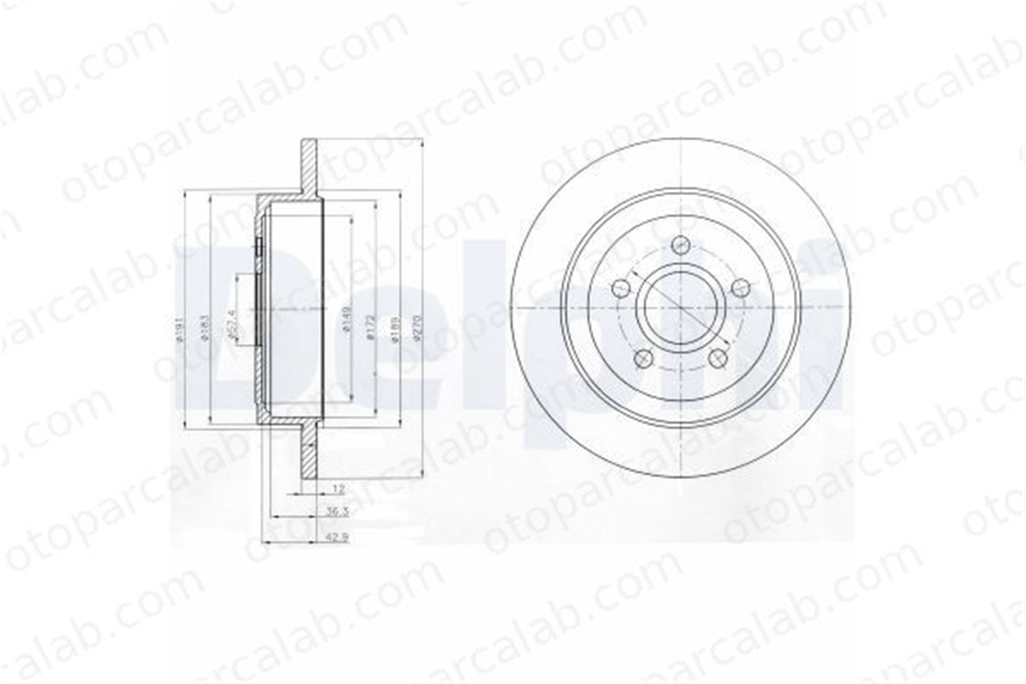DELPHI BG4245 Fren Disk Ayna Arka Sağ ve Sol CHRYSLER PT CRUISER DODGE NEON II 5085652AA 5085652AB