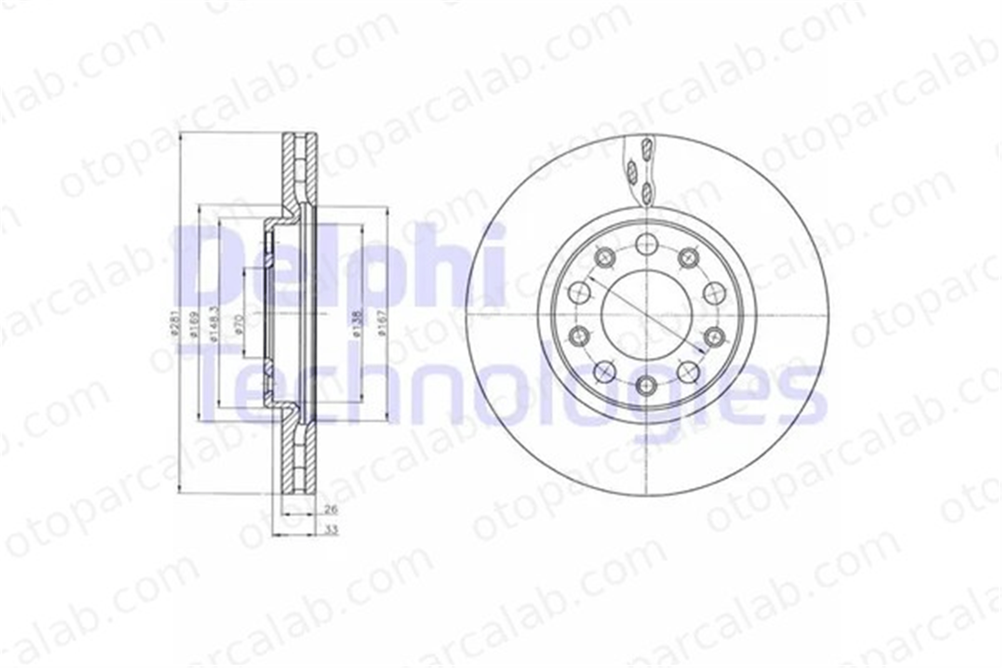 DELPHI BG4314 Fren Disk Ayna Ön Sağ ve Sol FIAT 500X ALFA ROMEO GIULIETTA 51815312 51806278