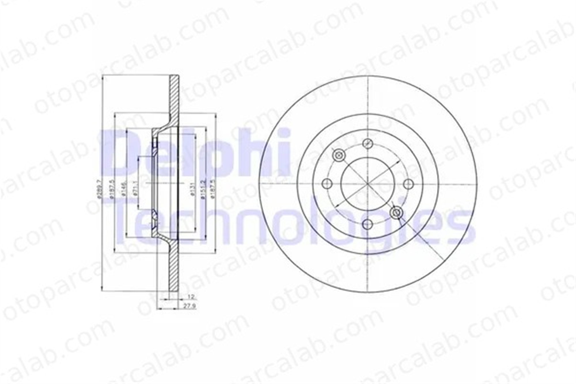 DELPHI BG4322 Fren Disk Ayna Arka Sağ ve Sol CITROËN DS4 DS5 YL00111080 1611841580