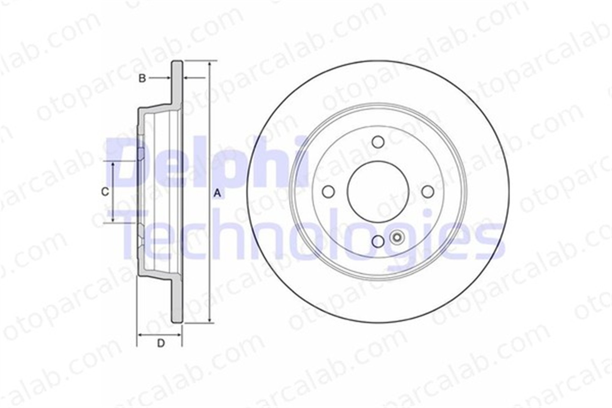 DELPHI BG4564 Fren Disk Ayna Arka Sağ ve Sol HYUNDAI i20 II KIA RIO IV 584110U300 58411C8000