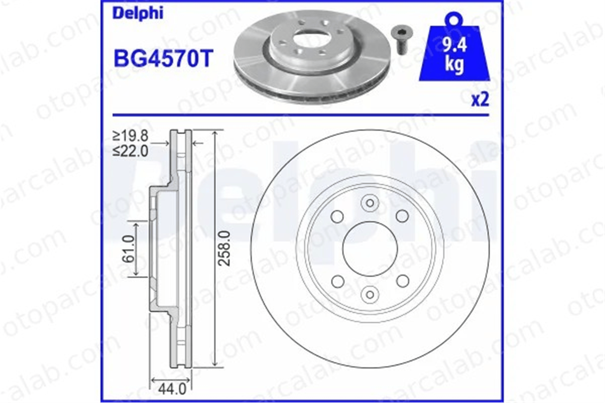DELPHI BG4570T Fren Disk Ayna Ön Sağ ve Sol RENAULT CLIO IV CLIO IV Grandtour 402060405R 402062212R