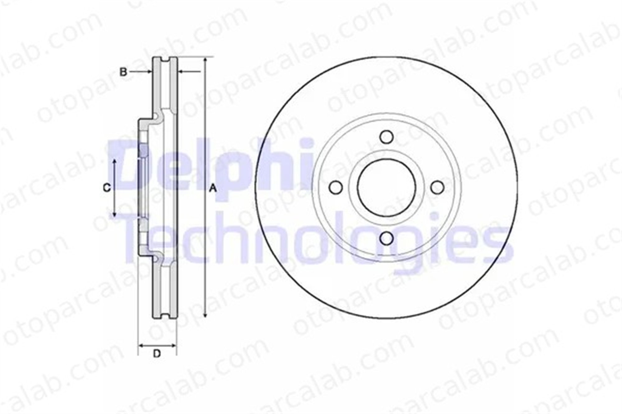 DELPHI BG4715C Fren Disk Ayna Ön Sağ ve Sol FORD ECOSPORT 1854394 1781236