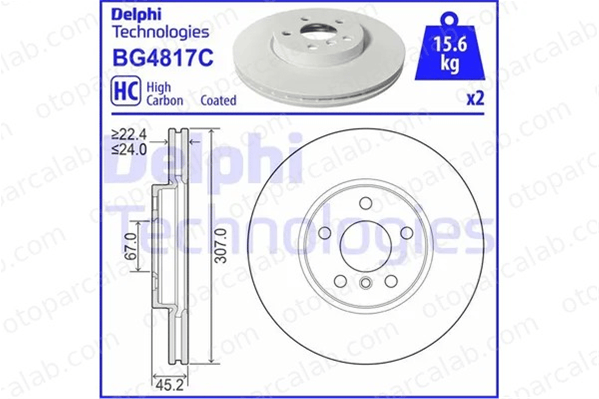 DELPHI BG4817C Fren Disk Ayna Ön Sağ ve Sol MINI MINI CLUBMAN BMW 2 Gran Tourer 34116799351 34116860957