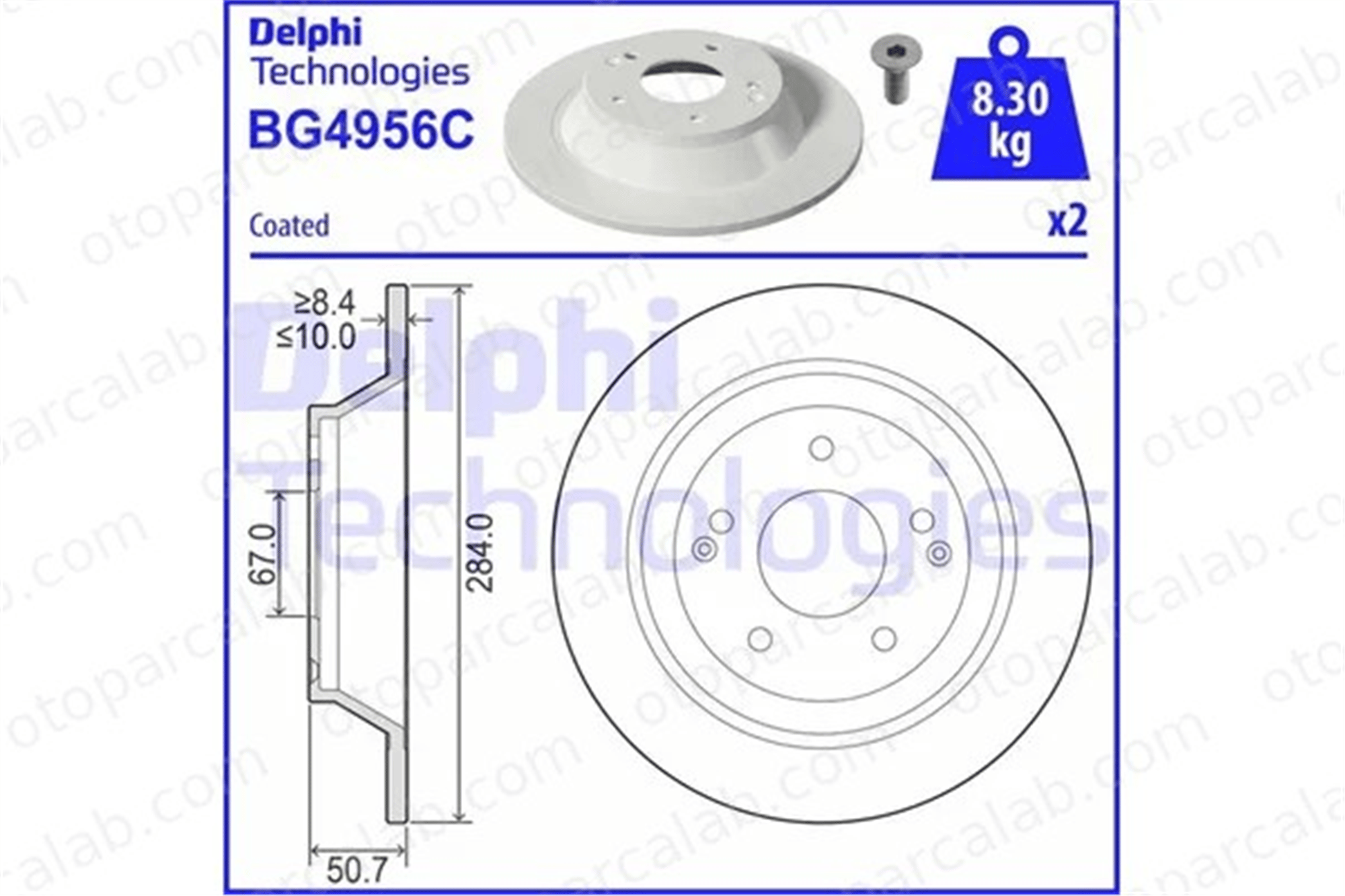 DELPHI BG4956C Fren Disk Ayna Arka Sağ ve Sol SSANGYONG TIVOLI XLV SUV 4840135001 4840135000