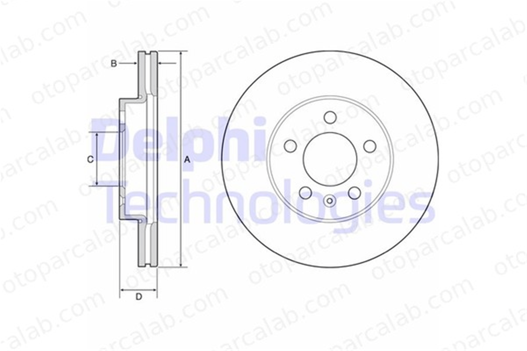 DELPHI BG4963C Fren Disk Ayna Ön Sağ ve Sol SEAT IBIZA V VW POLO VI 2Q0615301G