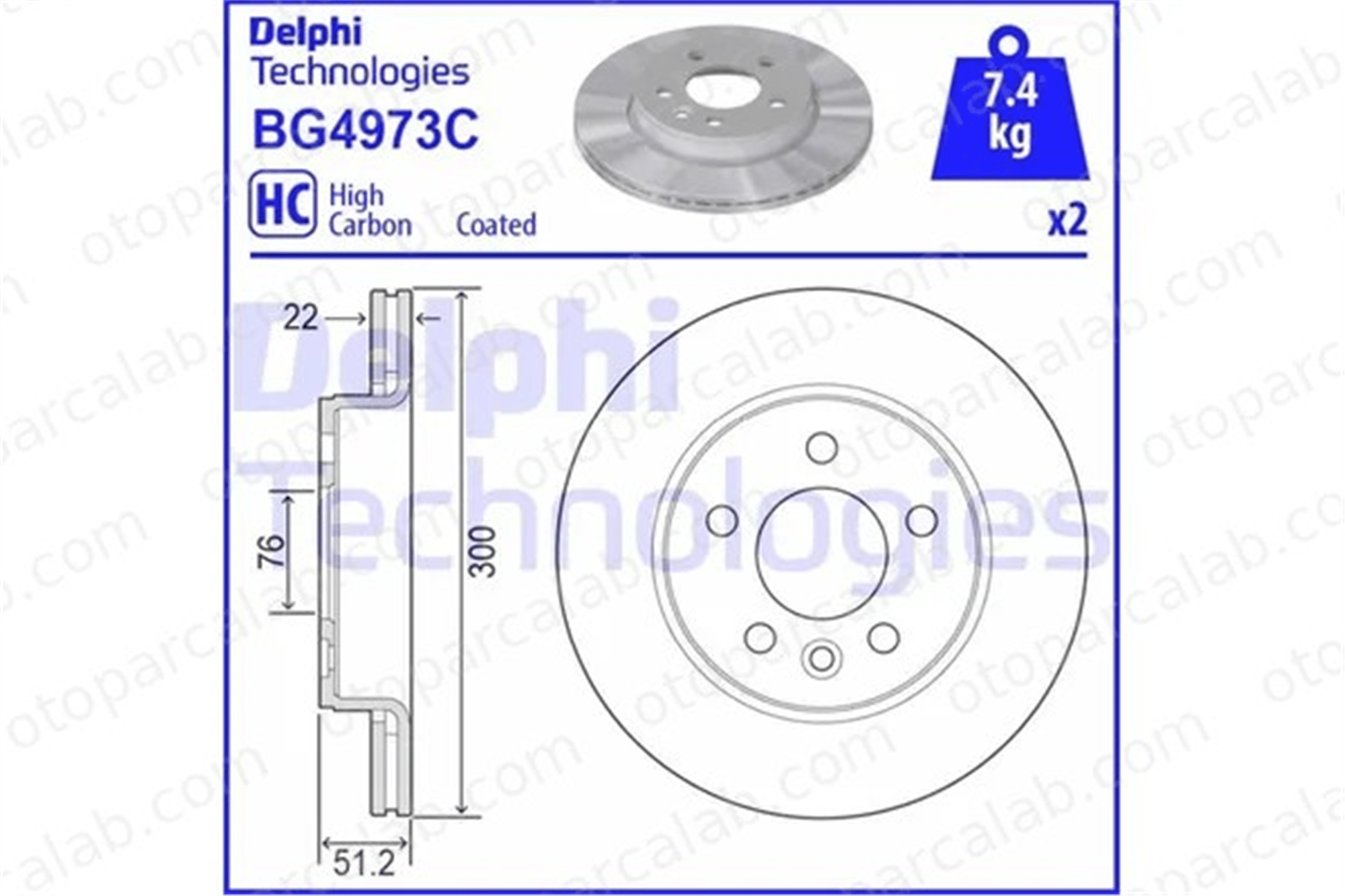 DELPHI BG4973C Fren Disk Ayna Arka Sağ ve Sol VW AMAROK CRAFTER Panelvan/Van 2N0615601 65508030001