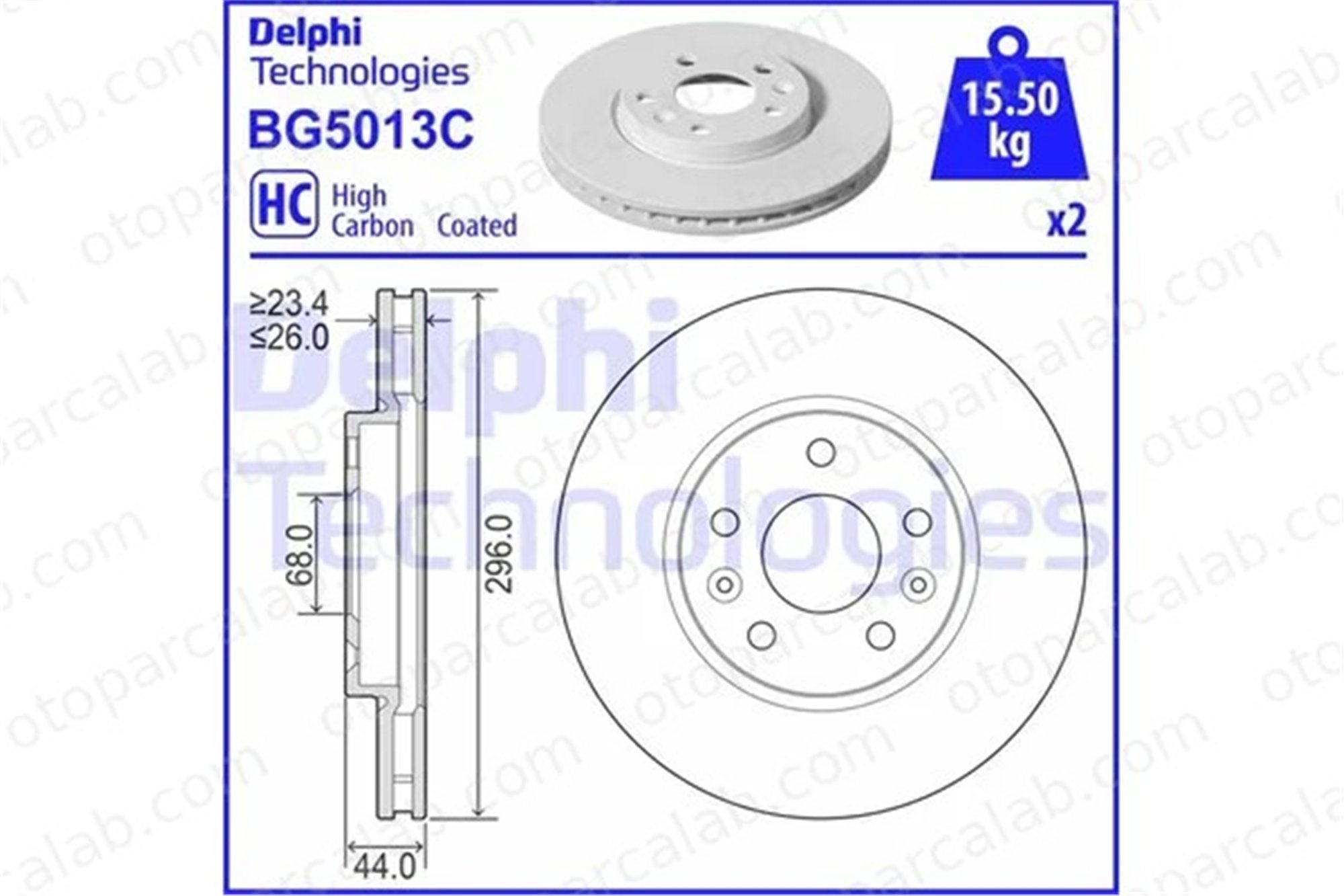DELPHI BG5013C Fren Disk Ayna Ön Sağ ve Sol RENAULT MEGANE IV Hatchback MEGANE IV Grandtour 402062000R 402066RN0A