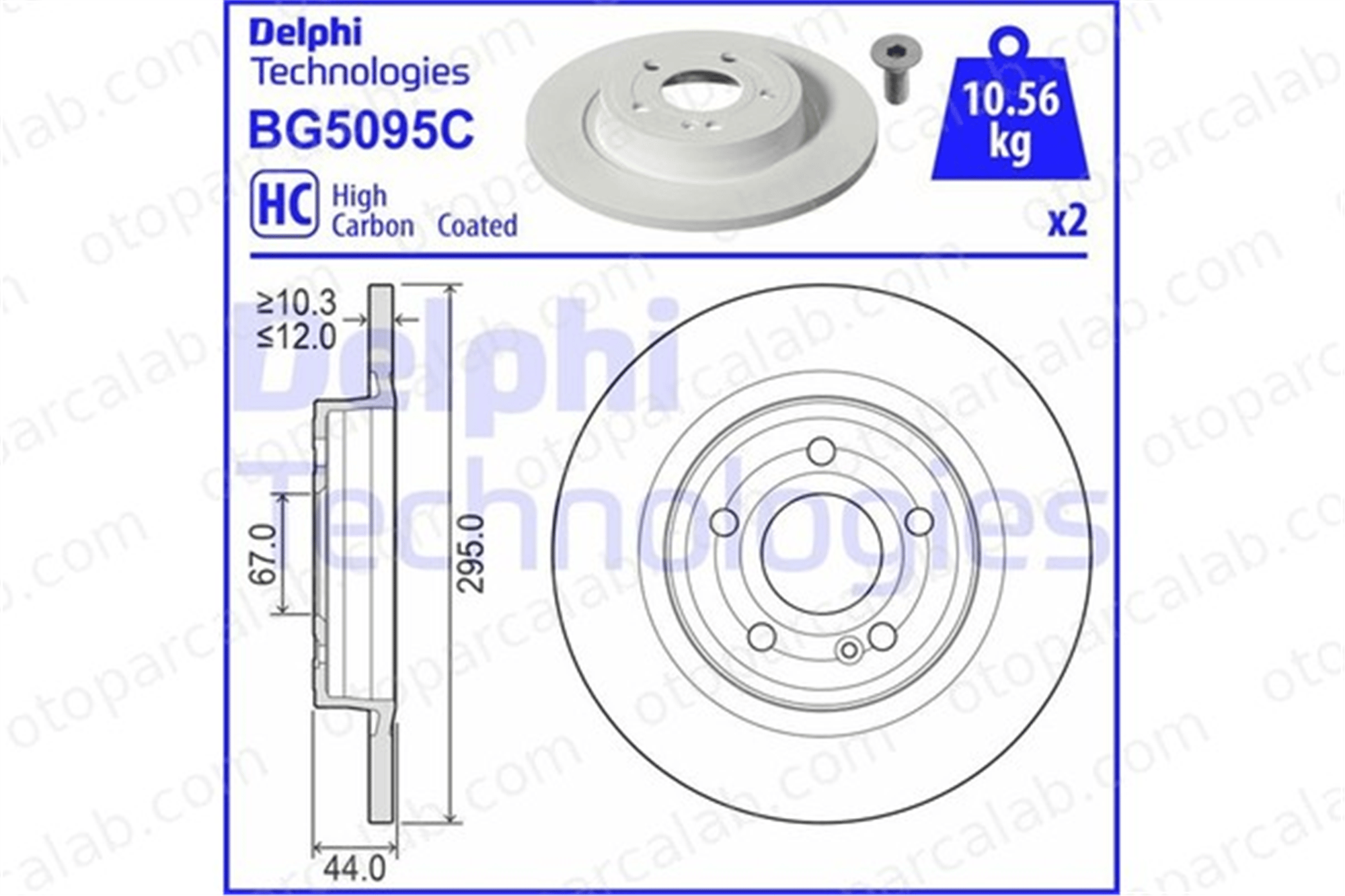 DELPHI BG5095C Fren Disk Ayna Ön Sağ ve Sol MERCEDES-BENZ A-SERISI A-SERISI Sedan A2474230212 A247423021207