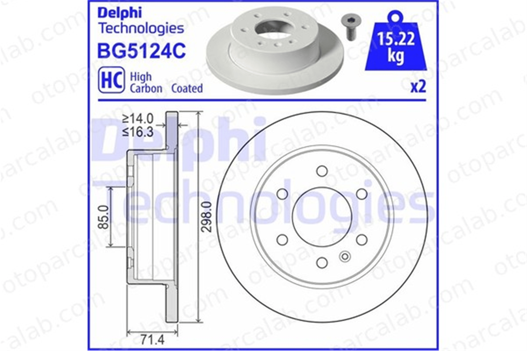 DELPHI BG5124C Fren Disk Ayna Arka Sağ ve Sol MERCEDES-BENZ SPRINTER 3,5-t Panelvan/Van SPRINTER 3,5-t Platform şasi 910423000007 9104230100