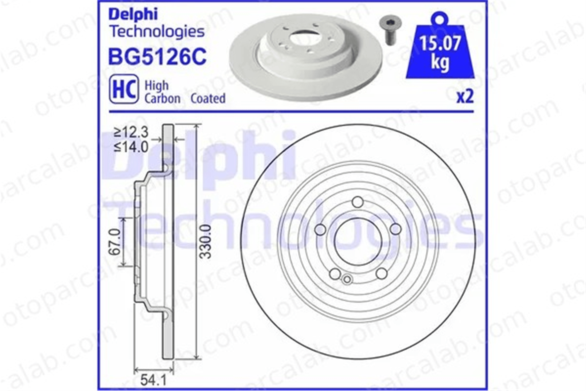 DELPHI BG5126C Fren Disk Ayna Arka Sağ ve Sol MERCEDES-BENZ GLE A1674238700 1674238700