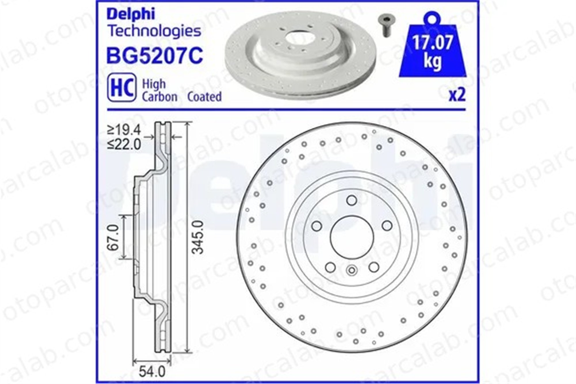 DELPHI BG5207C Fren Disk Ayna Arka Sağ ve Sol MERCEDES-BENZ M-SERISI GL-SERISI A1664230312 1664230312