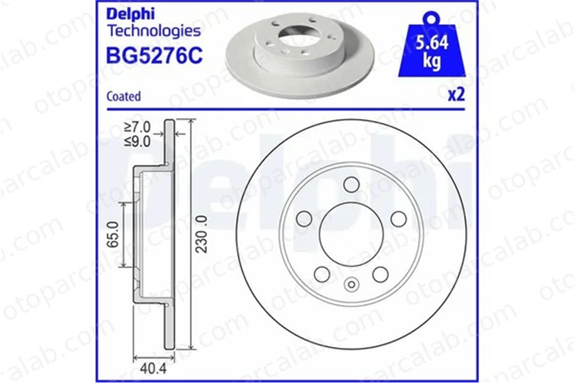 DELPHI BG5276C Fren Disk Ayna Arka Sağ ve Sol SEAT IBIZA IV SC VW POLO V 2Q0615601K