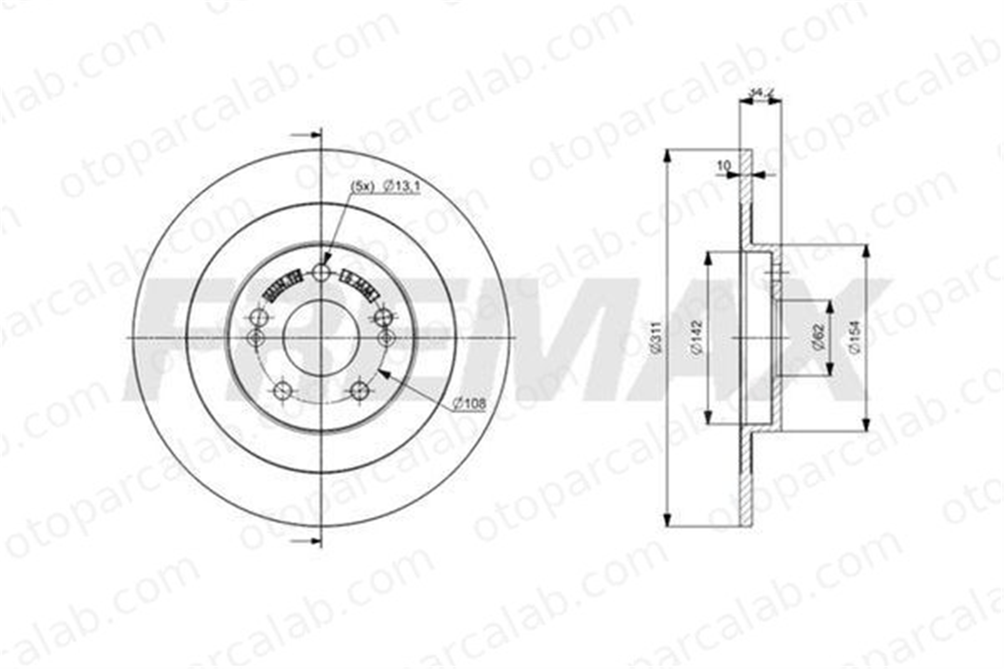 DELPHI BG5325C Fren Disk Ayna Arka Sağ ve Sol CHERY TIGGO 5x 204000479AA