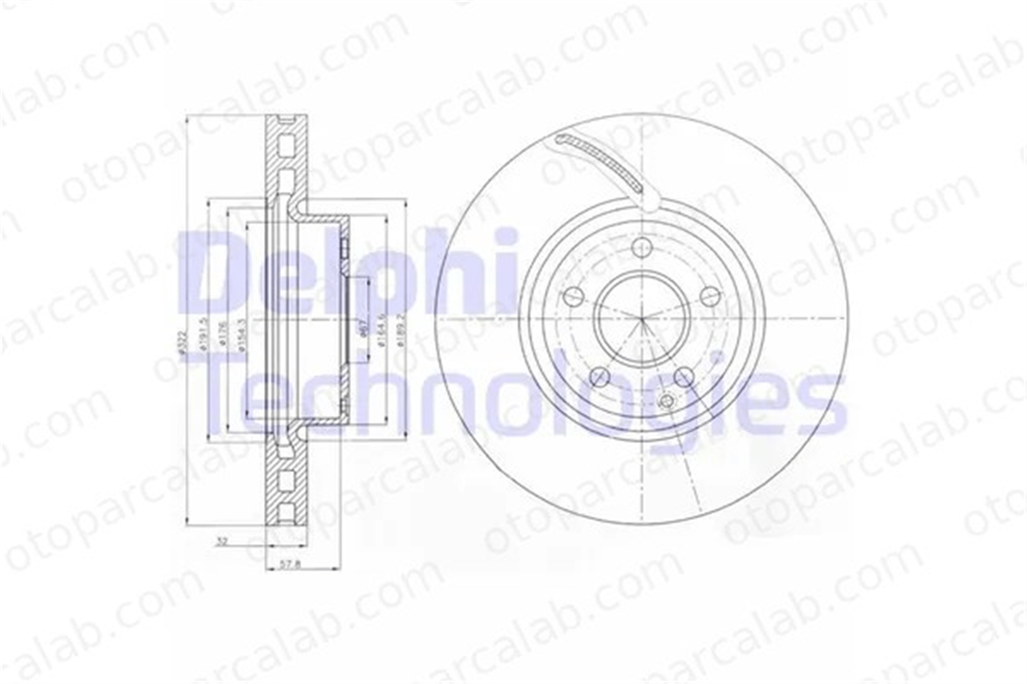 DELPHI BG9075C Fren Disk Ayna Ön Sağ ve Sol MERCEDES-BENZ E-SERISI T-Model E-SERISI A0004211212 A2044210812