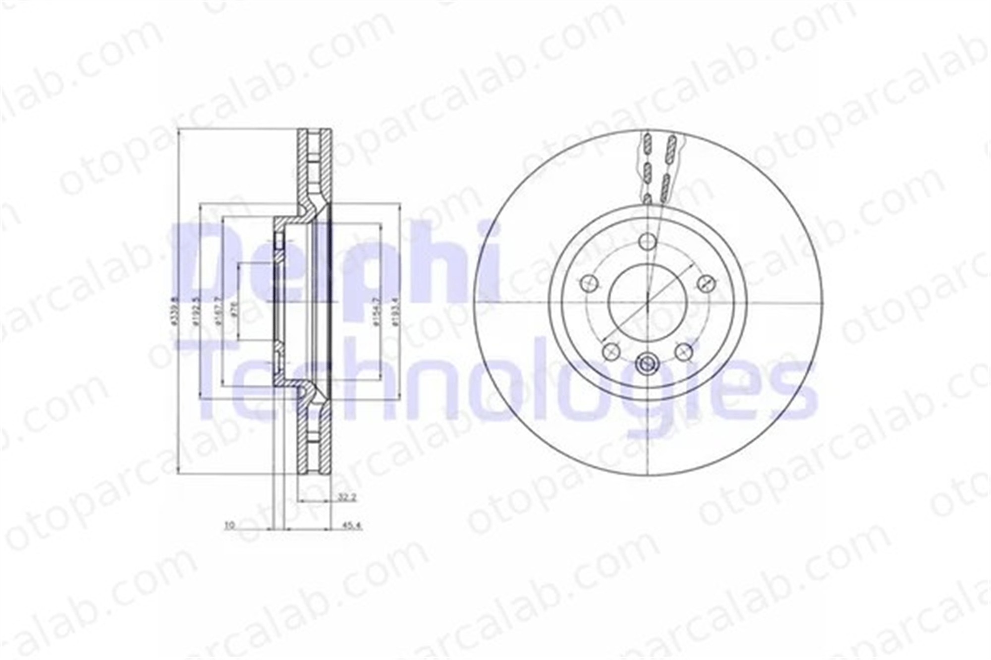 DELPHI BG9106 Fren Disk Ayna Ön Sağ ve Sol VW TRANSPORTER T6 / CARAVELLE T6 Minibüs/Otobüs TRANSPORTER T6 Panelvan/Van 7E0615301C 7E0615301F
