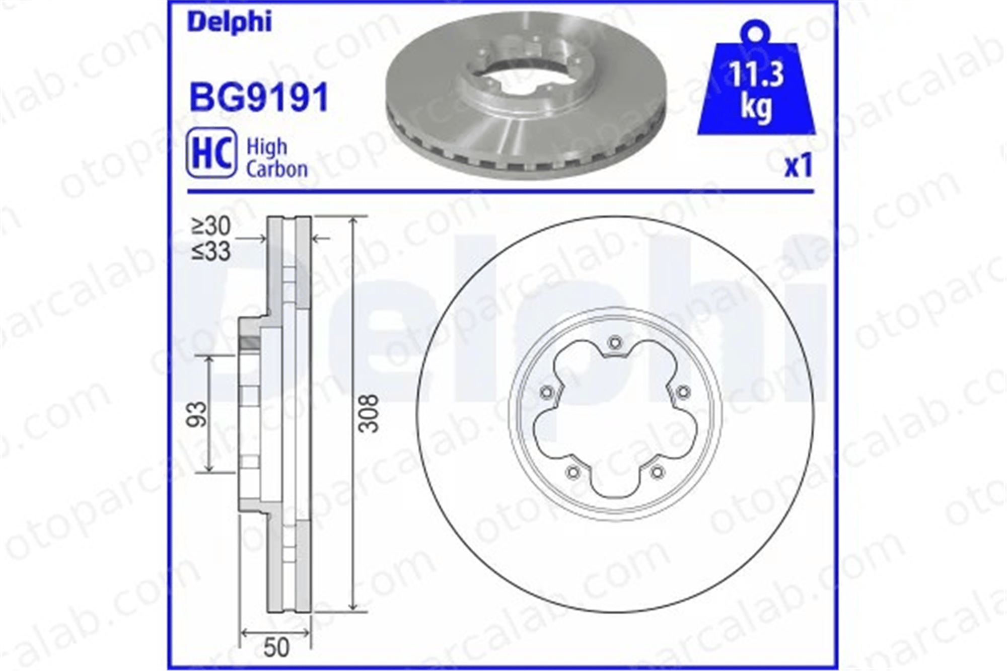 DELPHI BG9191 Fren Disk Ayna Ön Sağ ve Sol FORD TRANSIT V363 Panelvan/Van TRANSIT V363 Platform şasi BK211125AD 1763884