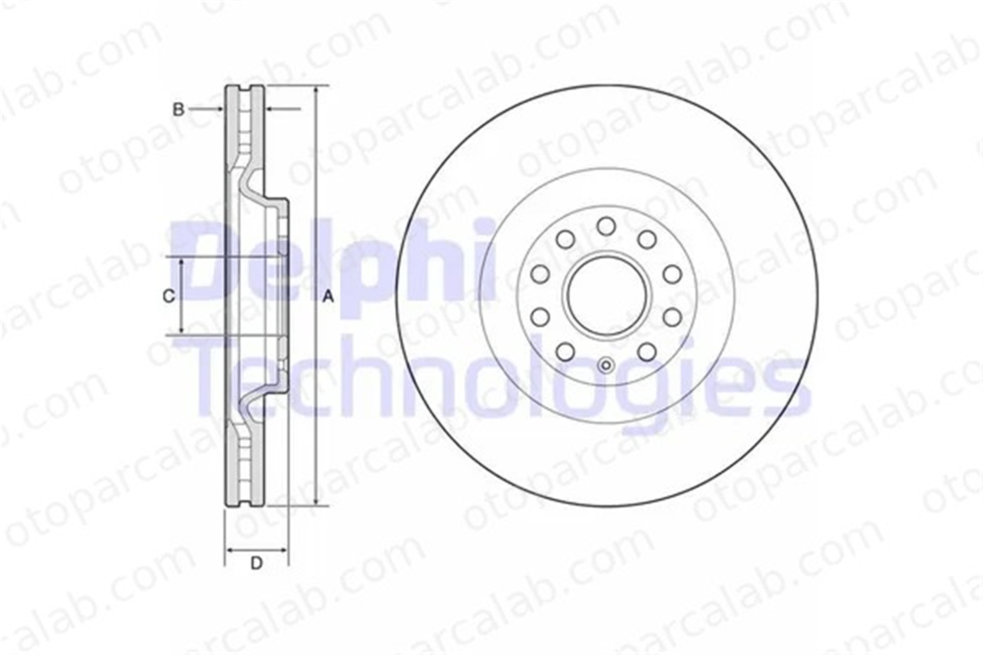 DELPHI BG9202C Fren Disk Ayna Ön Sağ ve Sol AUDI TT Roadster TT 8J0615301G 8J0615301