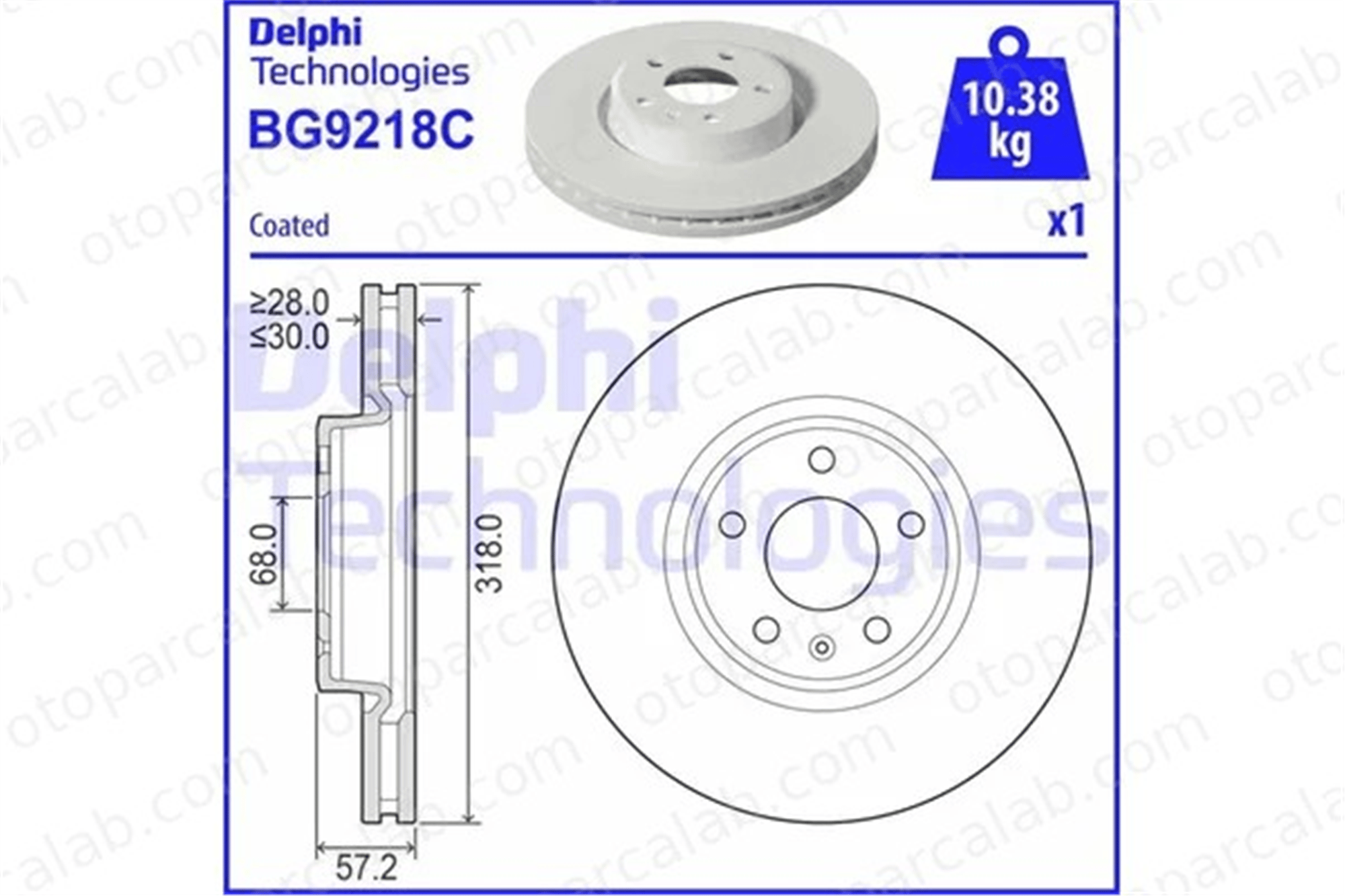 DELPHI BG9218C Fren Disk Ayna Ön Sağ ve Sol AUDI A4 B9 A4 B9 Avant 8W0615301H 80A615301